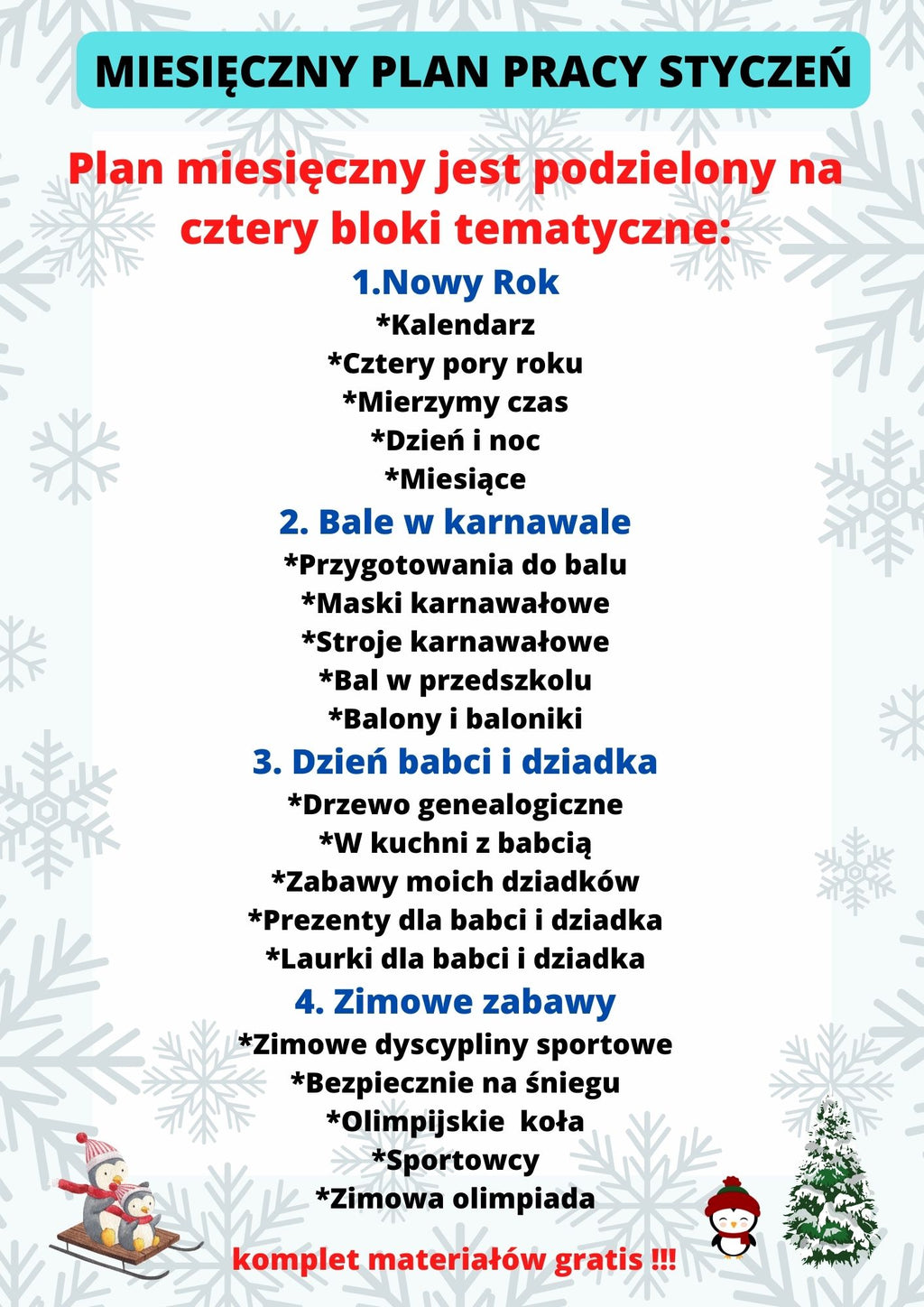 Plan miesięczny na styczeń - edu - skarbnica.pl