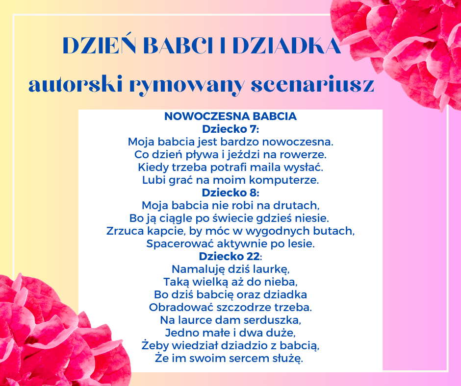 Dzień babci i dziadka - autorski scenariusz - edu - skarbnica.pl