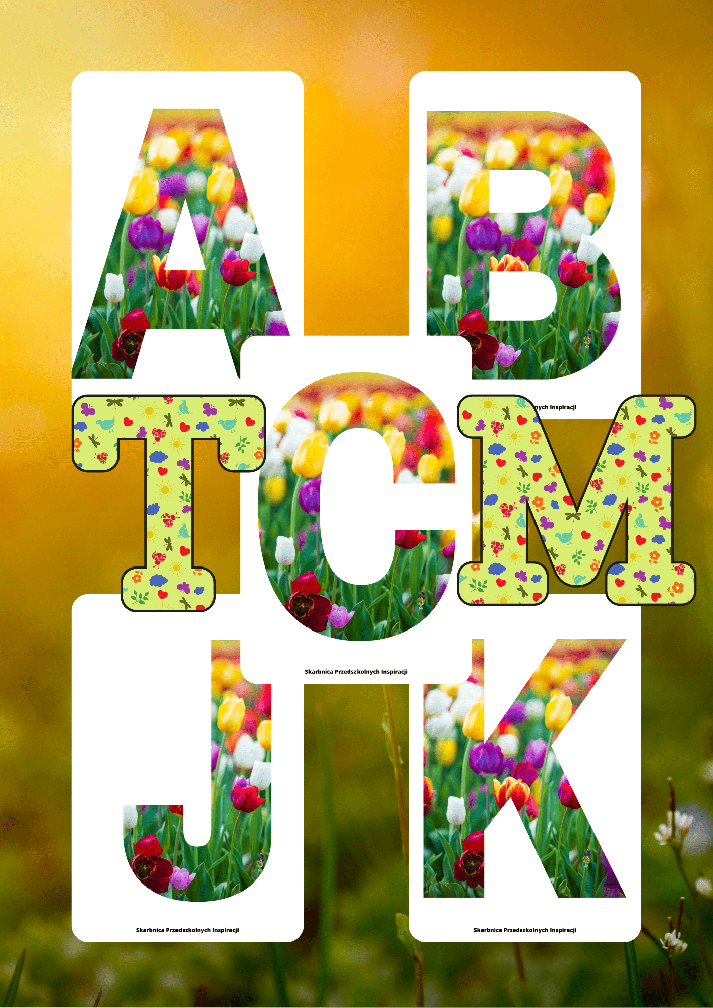 Literki i cyferki - wzór wiosenne