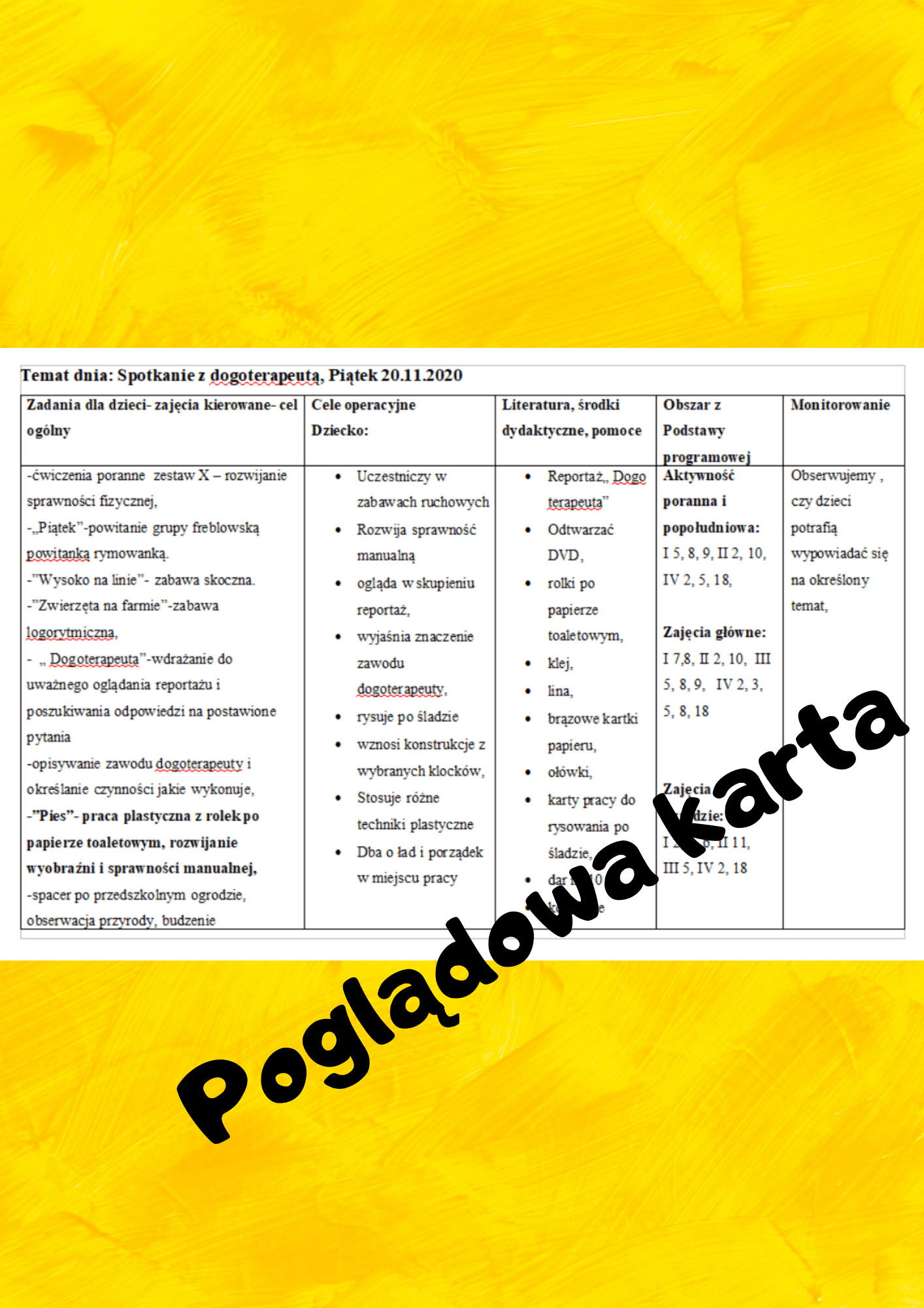 Plan miesięczny na Listopad