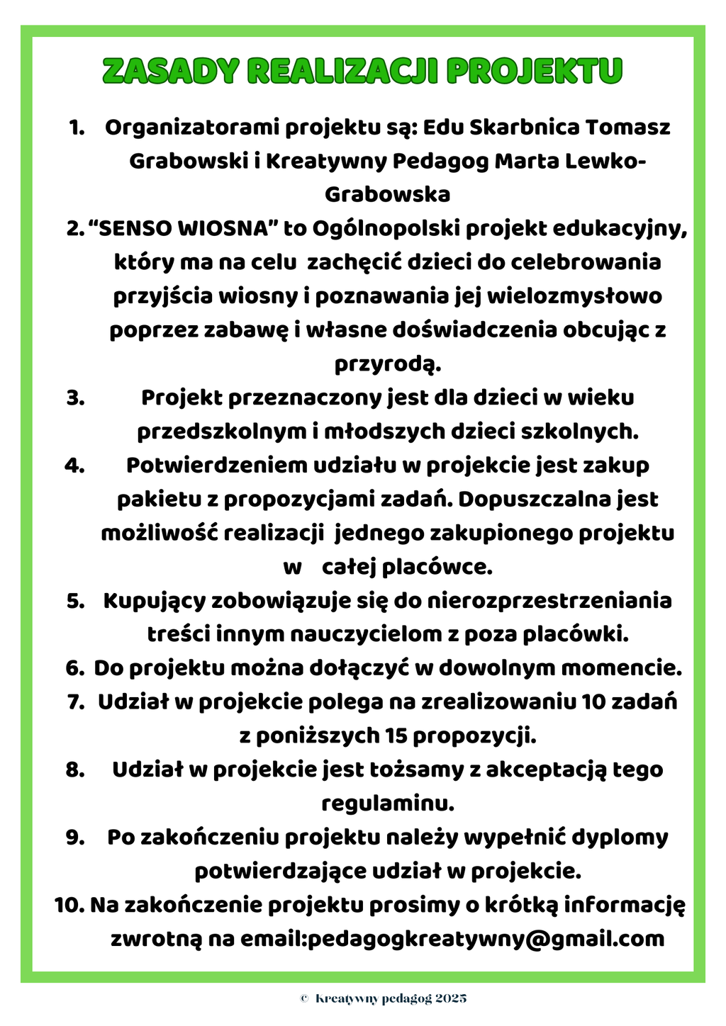 Projekt edukacyjny SENSO WIOSNA