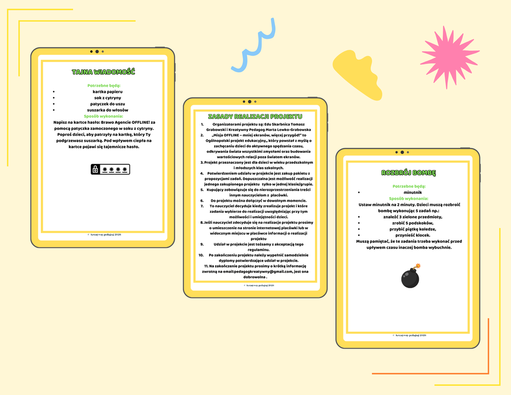 „Misja OFFLINE – mniej ekranów, więcej przygód!”- projekt edukacyjny