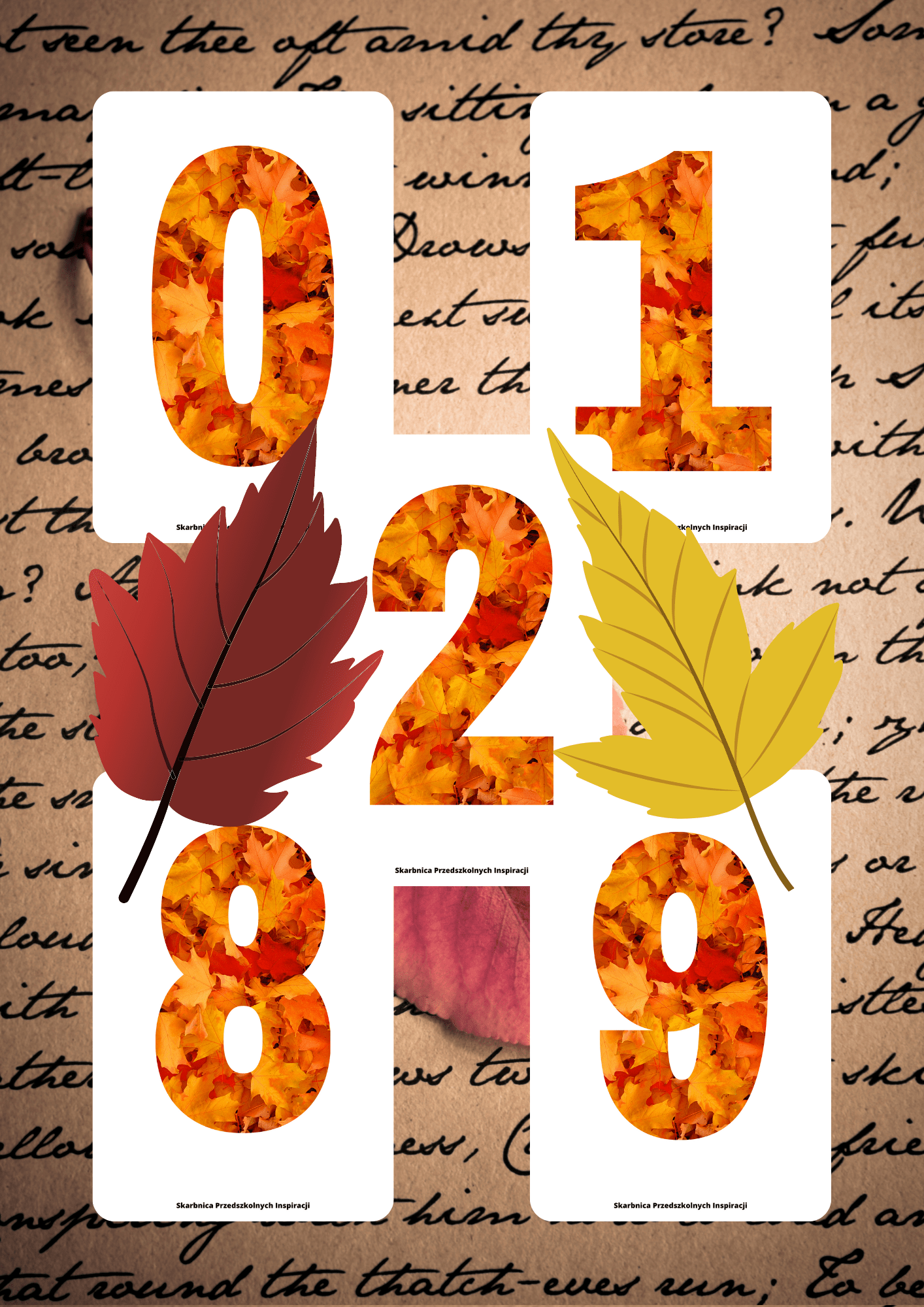 Literki i cyferki - wzór jesienne