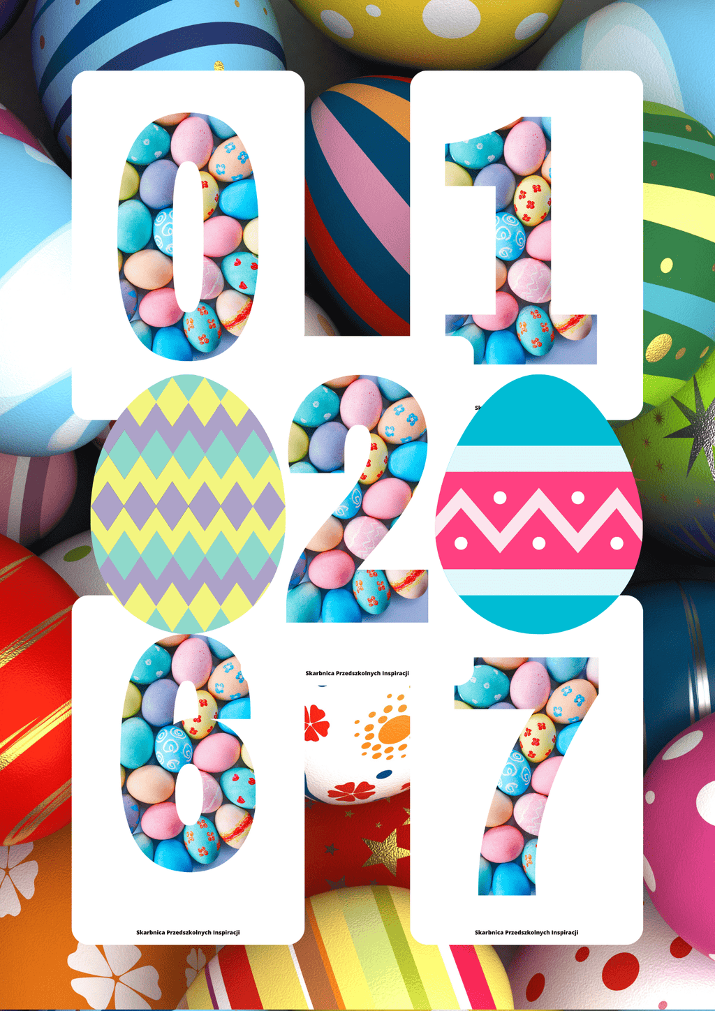 Literki i cyferki - wzór wielkanocne