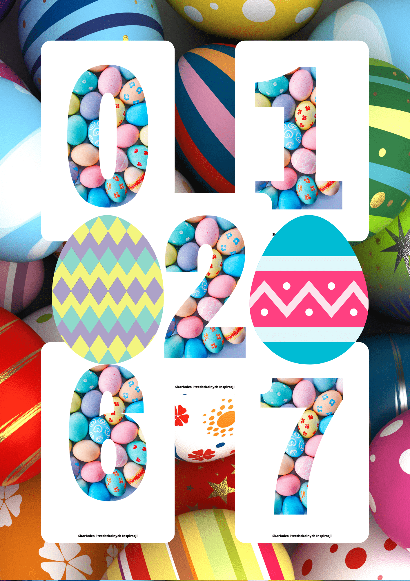 Literki i cyferki - wzór wielkanocne
