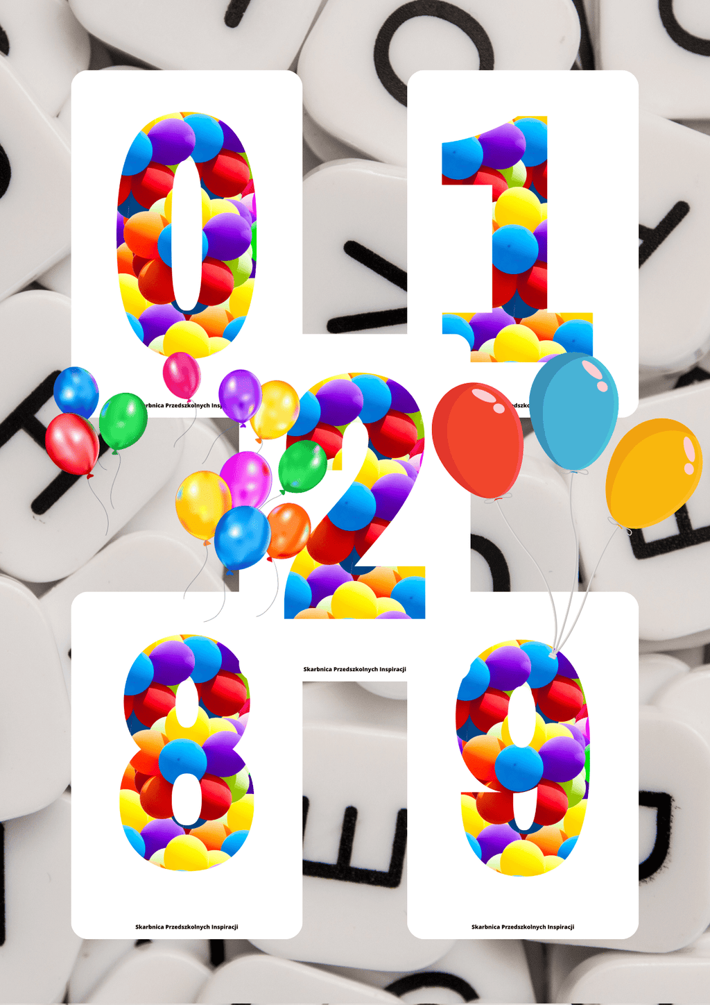 Literki i cyferki - wzór balony - edu - skarbnica.pl
