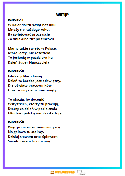 Autorski scenariusz i zestaw - Dzień nauczyciela - edu - skarbnica.pl