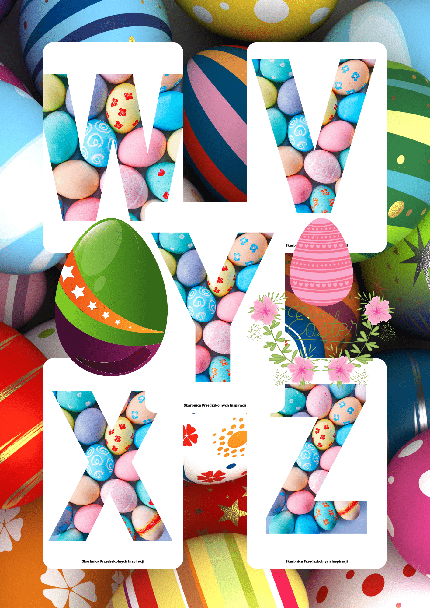 Literki i cyferki - wzór wielkanocne