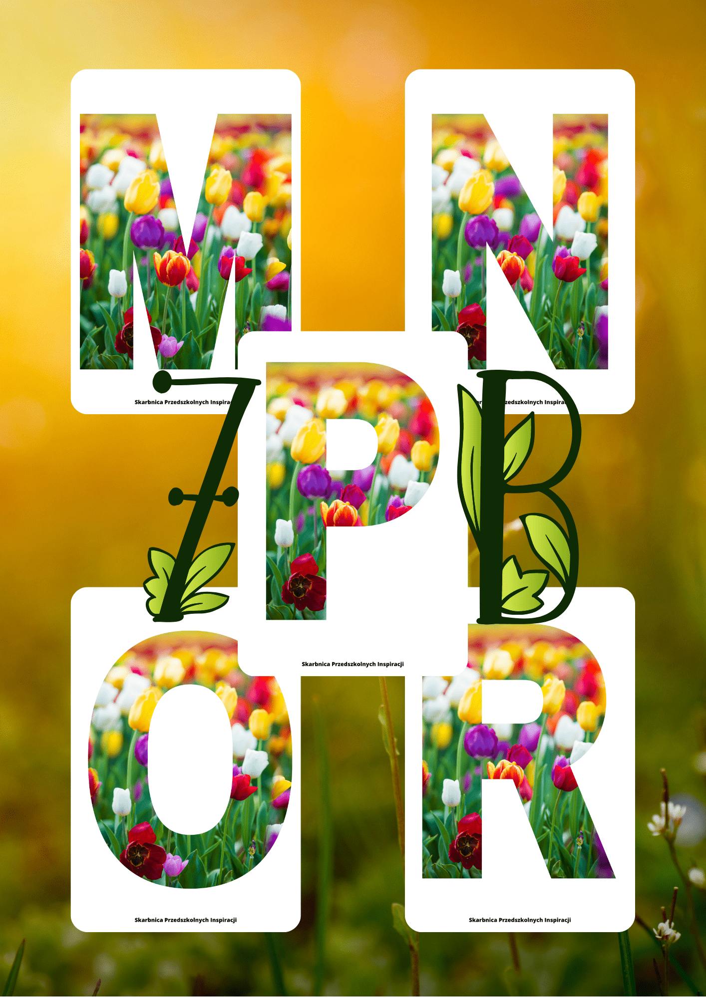 Literki i cyferki - wzór wiosenne