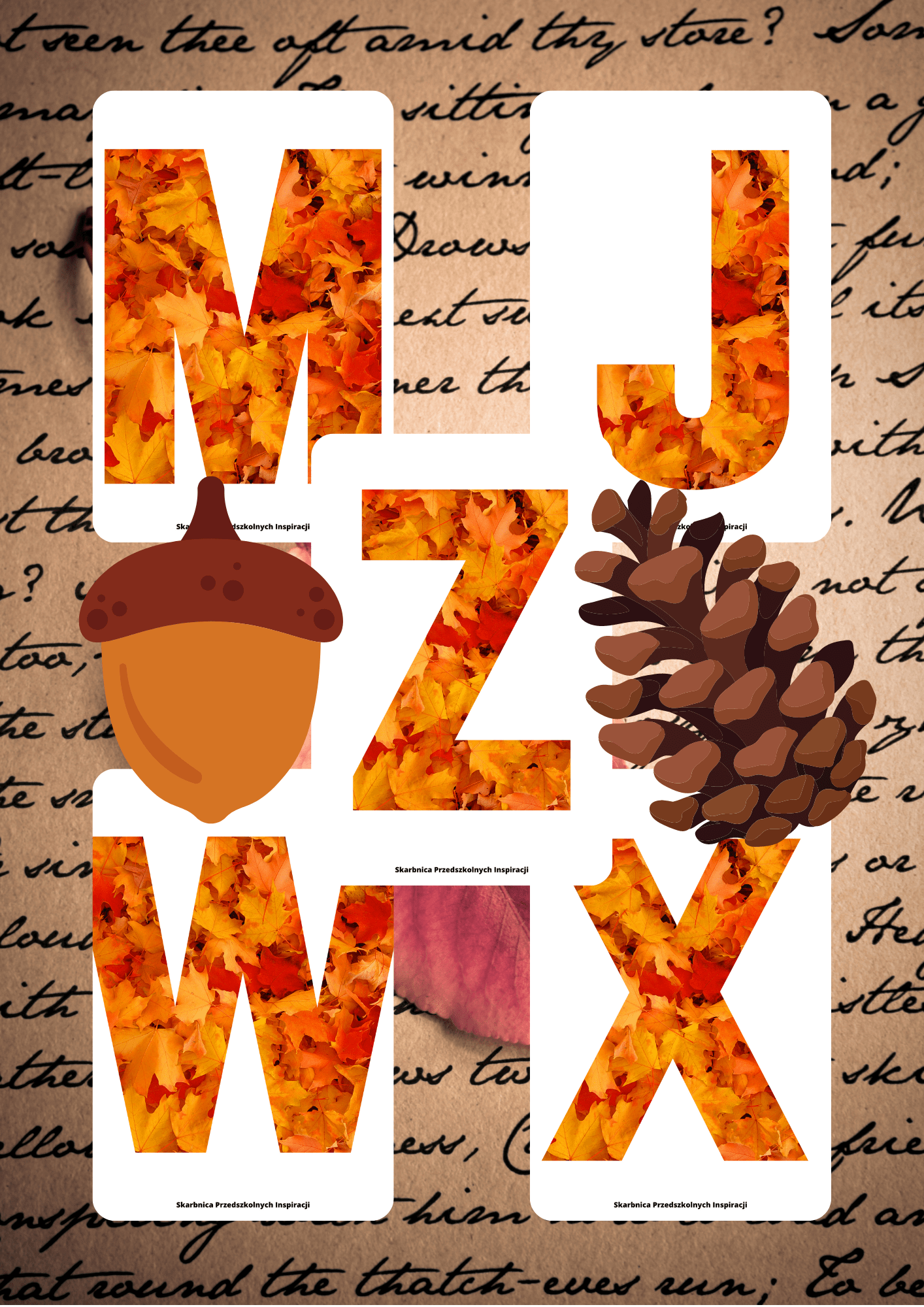 Literki i cyferki - wzór jesienne