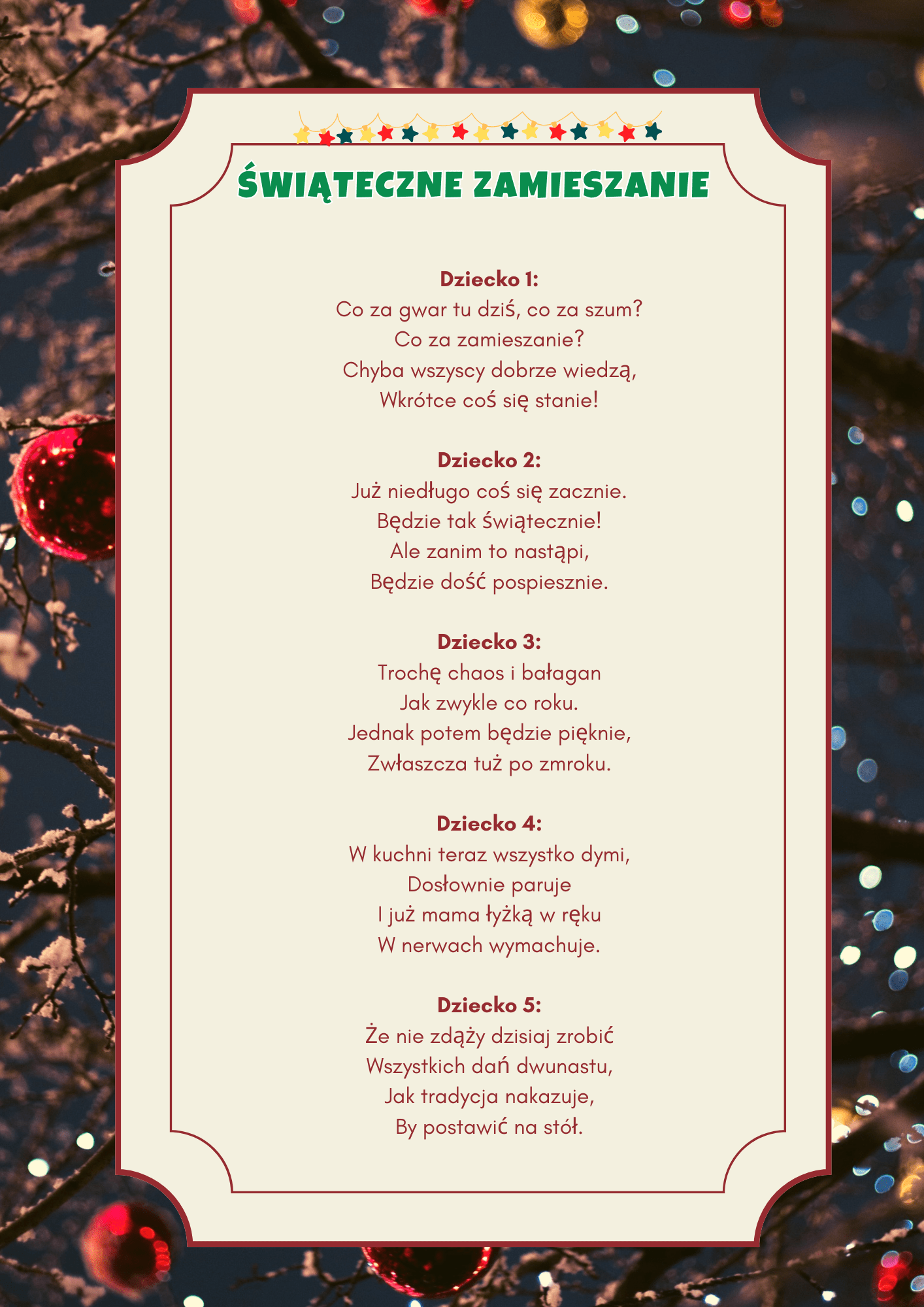 Świąteczne zamieszanie - autorski rymowany scenariusz - edu - skarbnica.pl