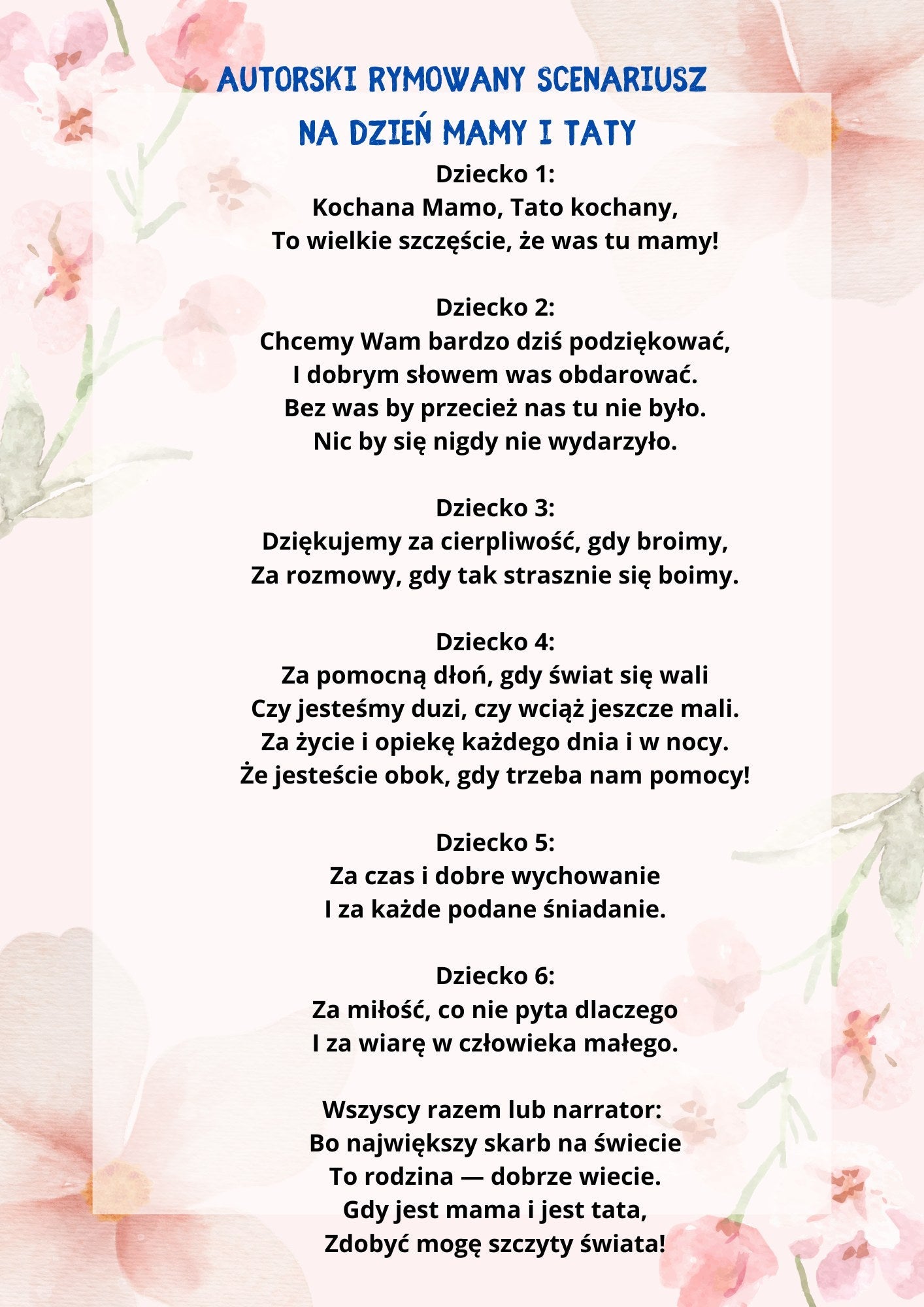 Autorski scenariusz Wielka Wyprawa - DZIEŃ MAMY i TATY - edu - skarbnica.pl