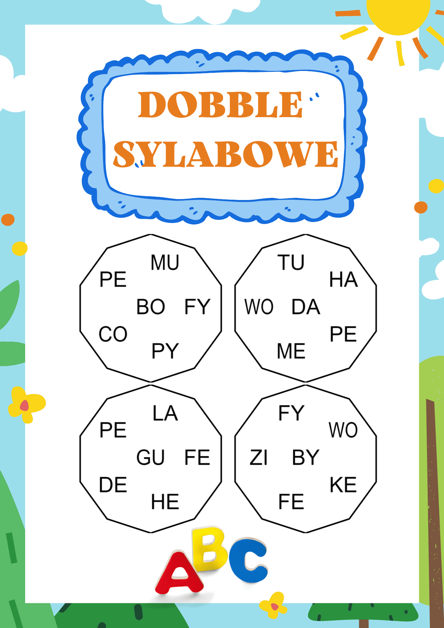 Dobble - sylabowe PDF dla dzieci - edu - skarbnica.pl