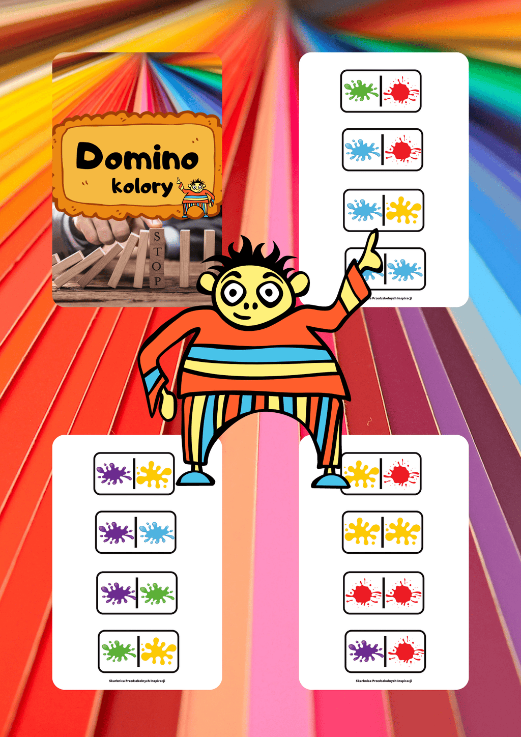 Domino - Kolory gra PDF dla dzieci - edu - skarbnica.pl