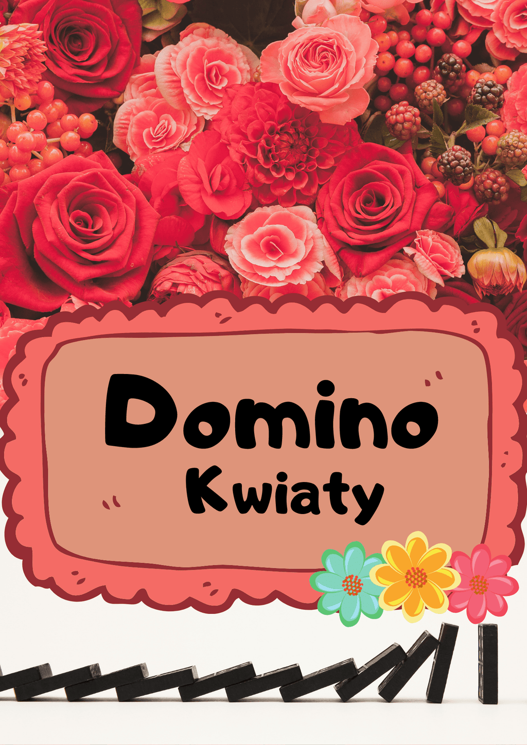 Domino - Kwiaty gra PDF dla dzieci - edu - skarbnica.pl