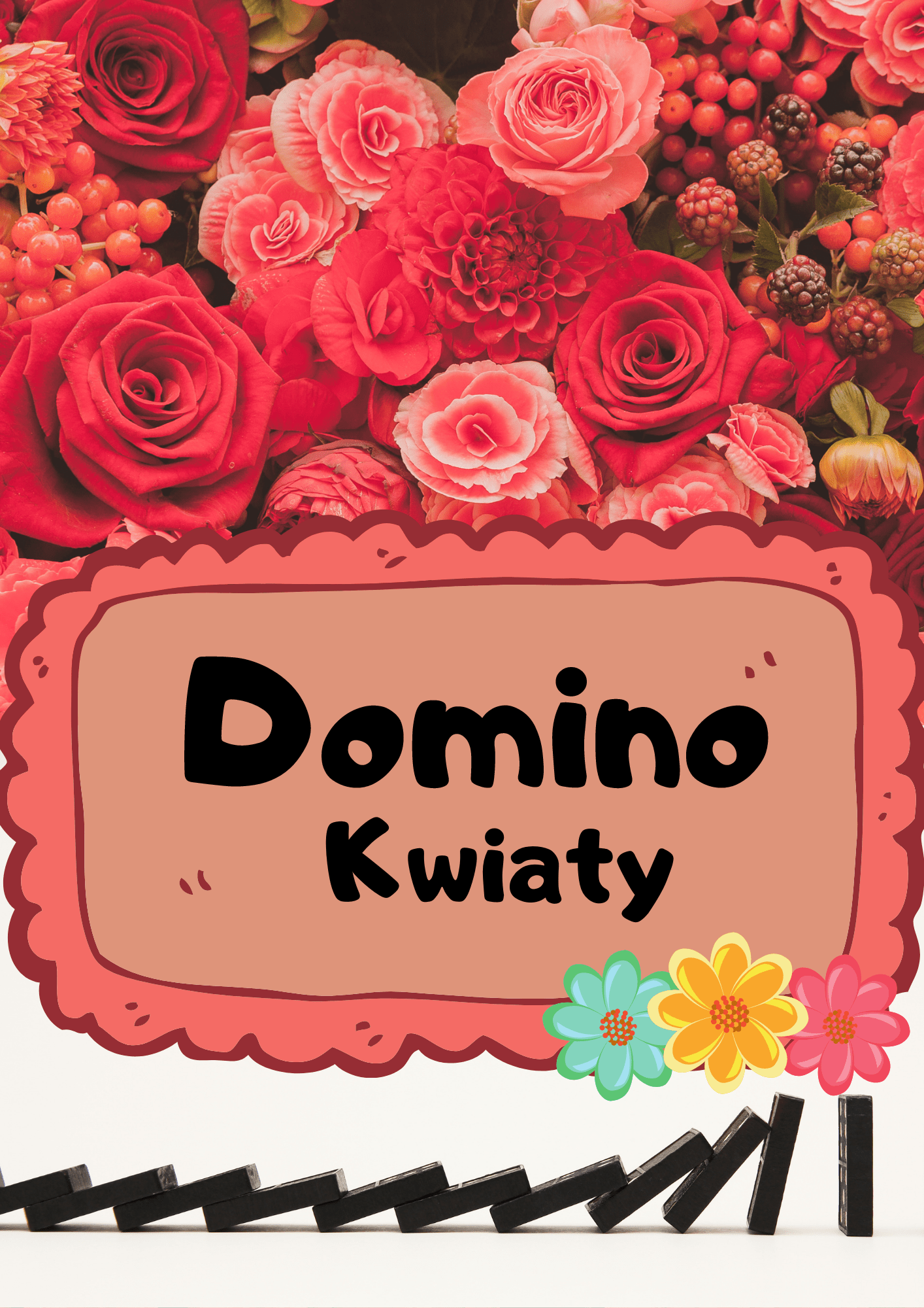 Domino - Kwiaty gra PDF dla dzieci - edu - skarbnica.pl