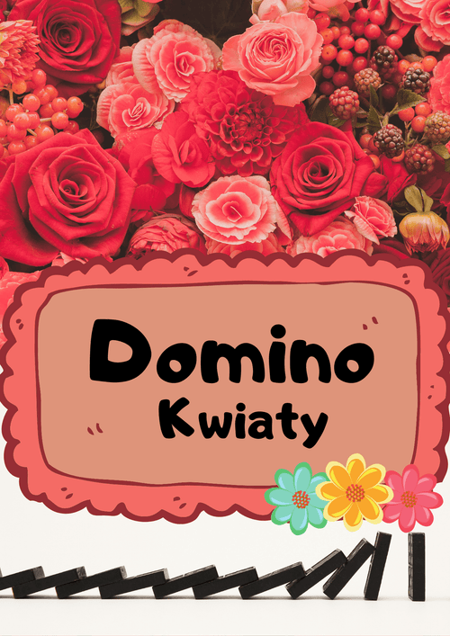Domino - Kwiaty gra PDF dla dzieci - edu - skarbnica.pl