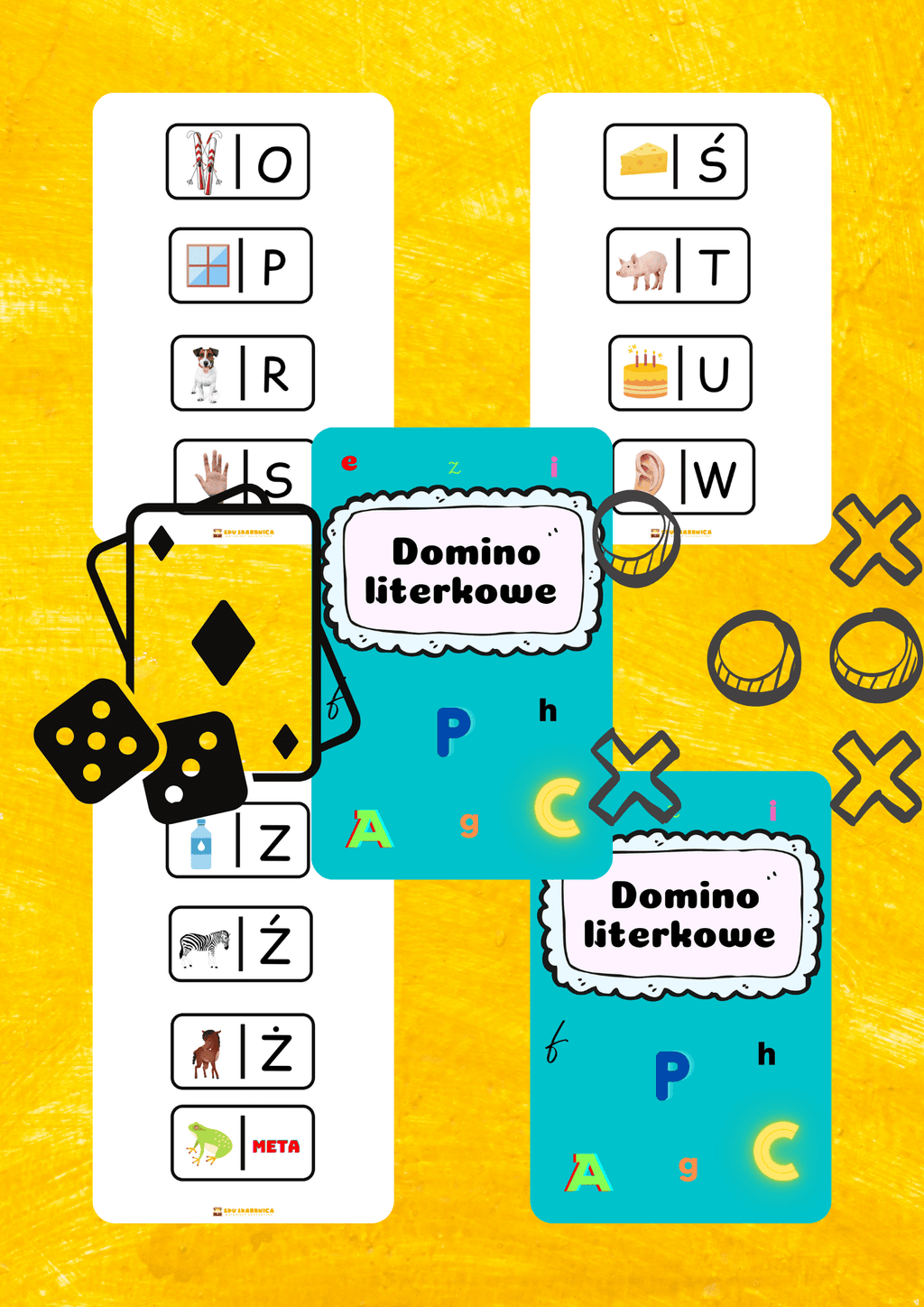 Domino - literkowe PDF dla dzieci - edu - skarbnica.pl