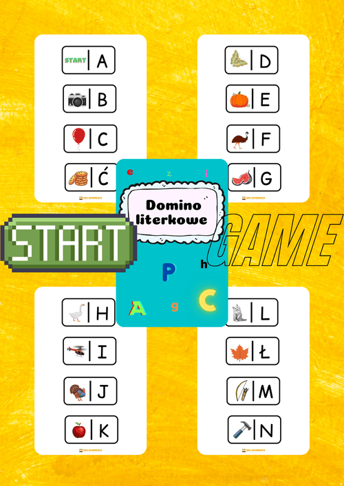 Domino - literkowe PDF dla dzieci - edu - skarbnica.pl
