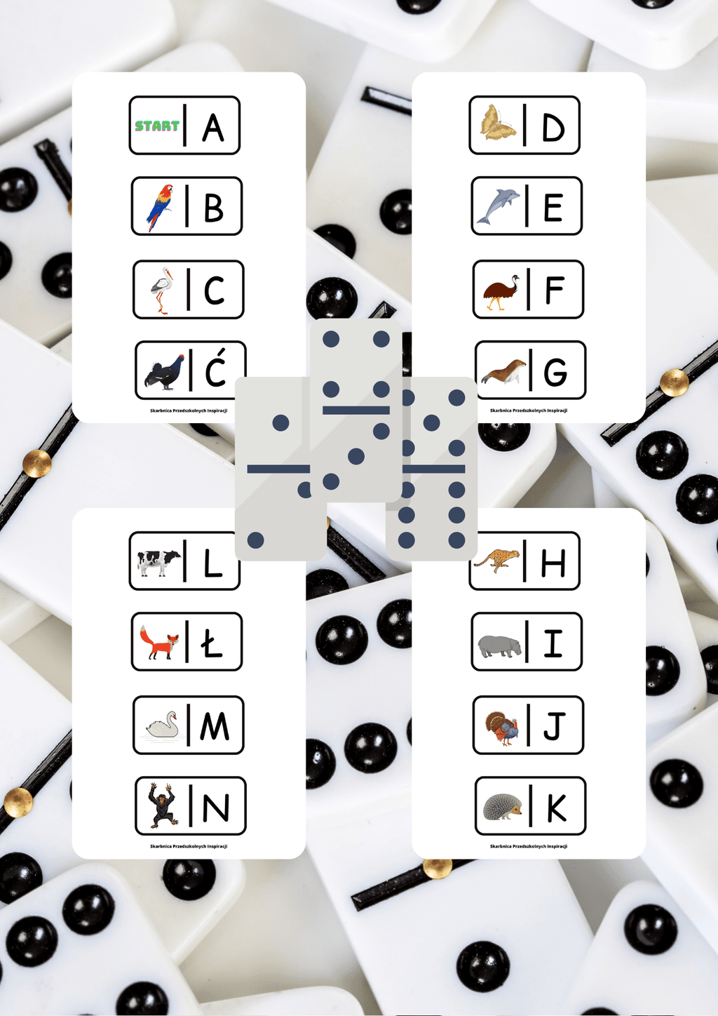 Domino - Literkowe zwierzęta PDF - edu - skarbnica.pl