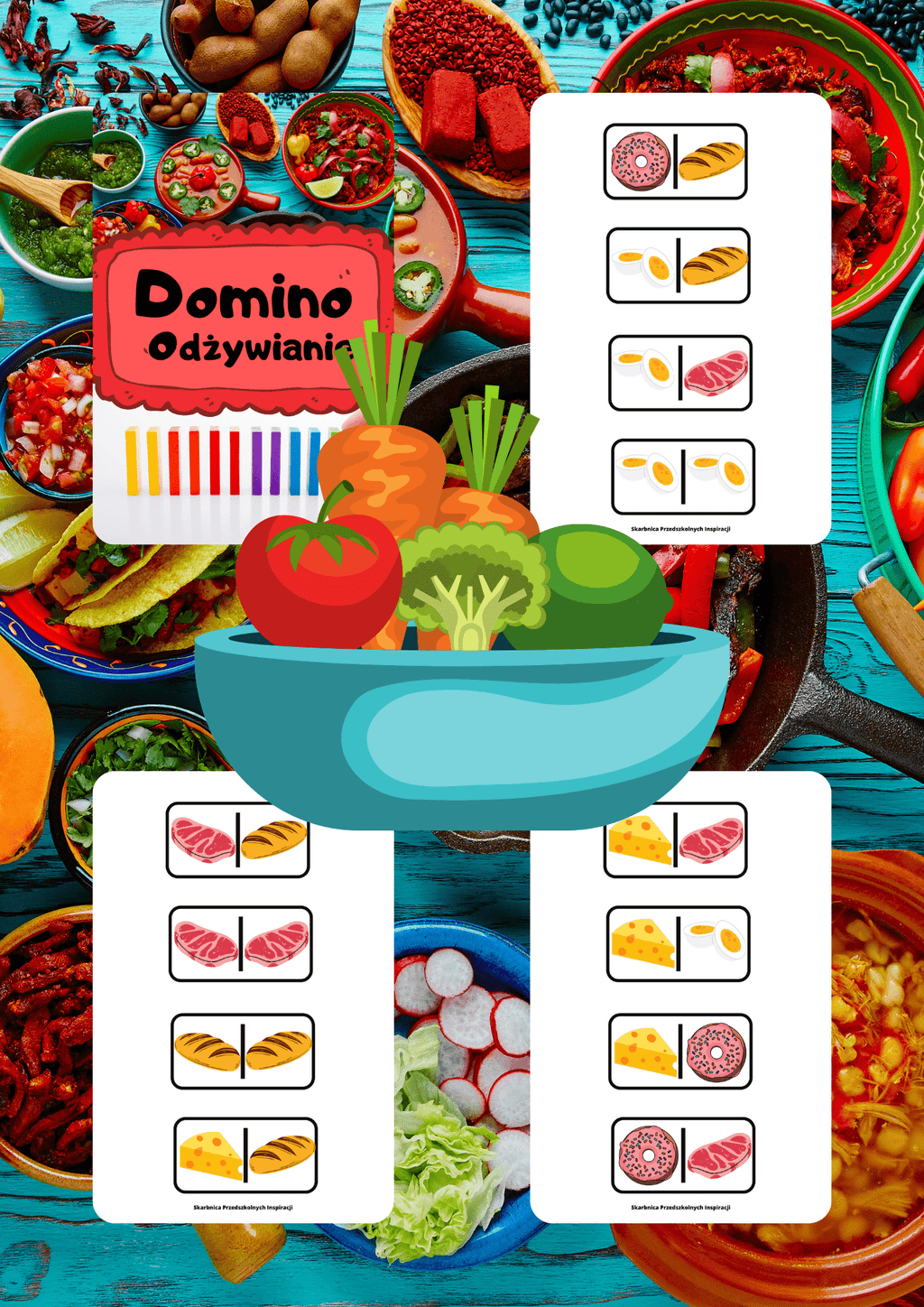 Domino - Odżywianie gra PDF dla dzieci - edu - skarbnica.pl
