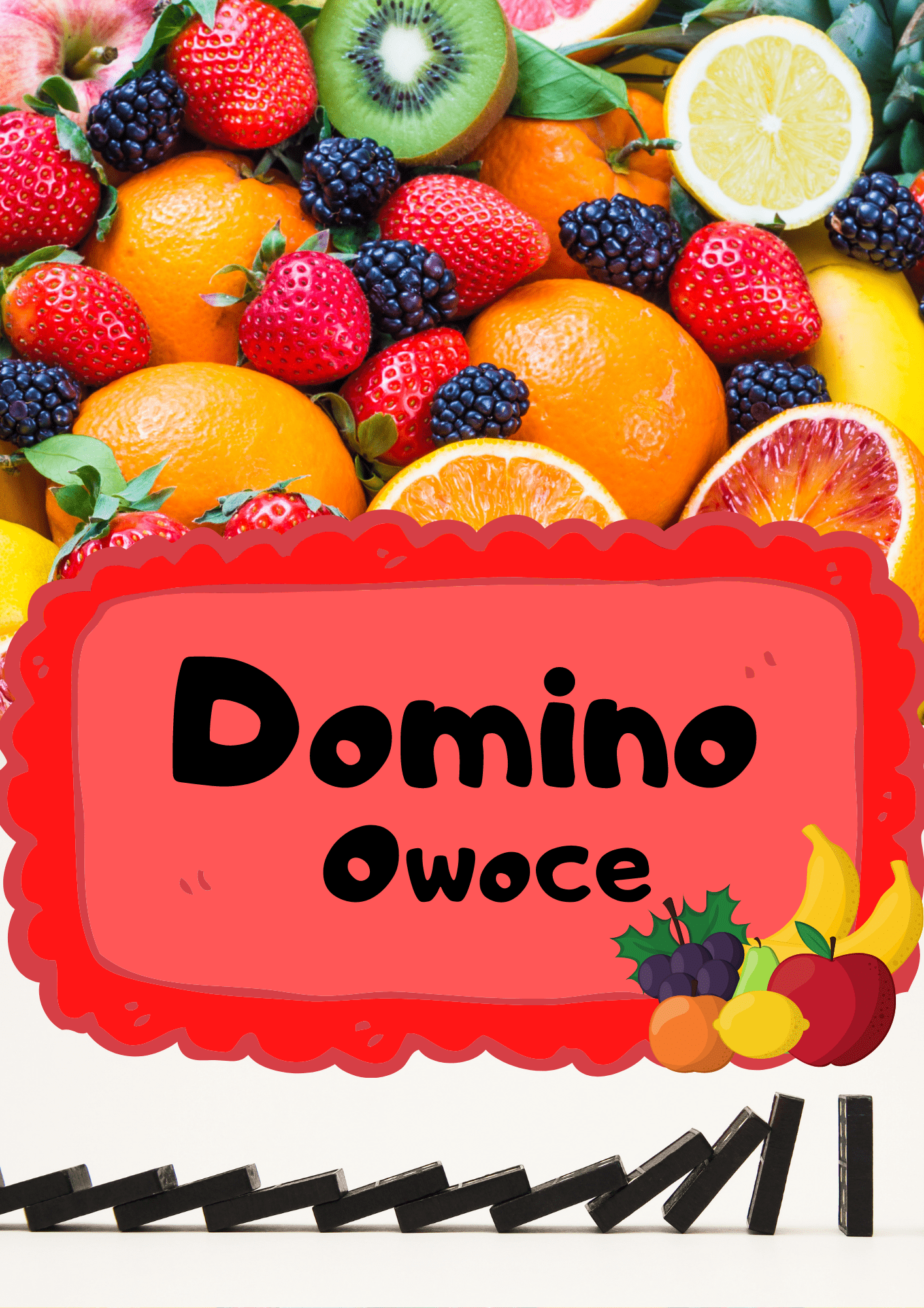 Domino - Owoce gra PDF dla dzieci - edu - skarbnica.pl