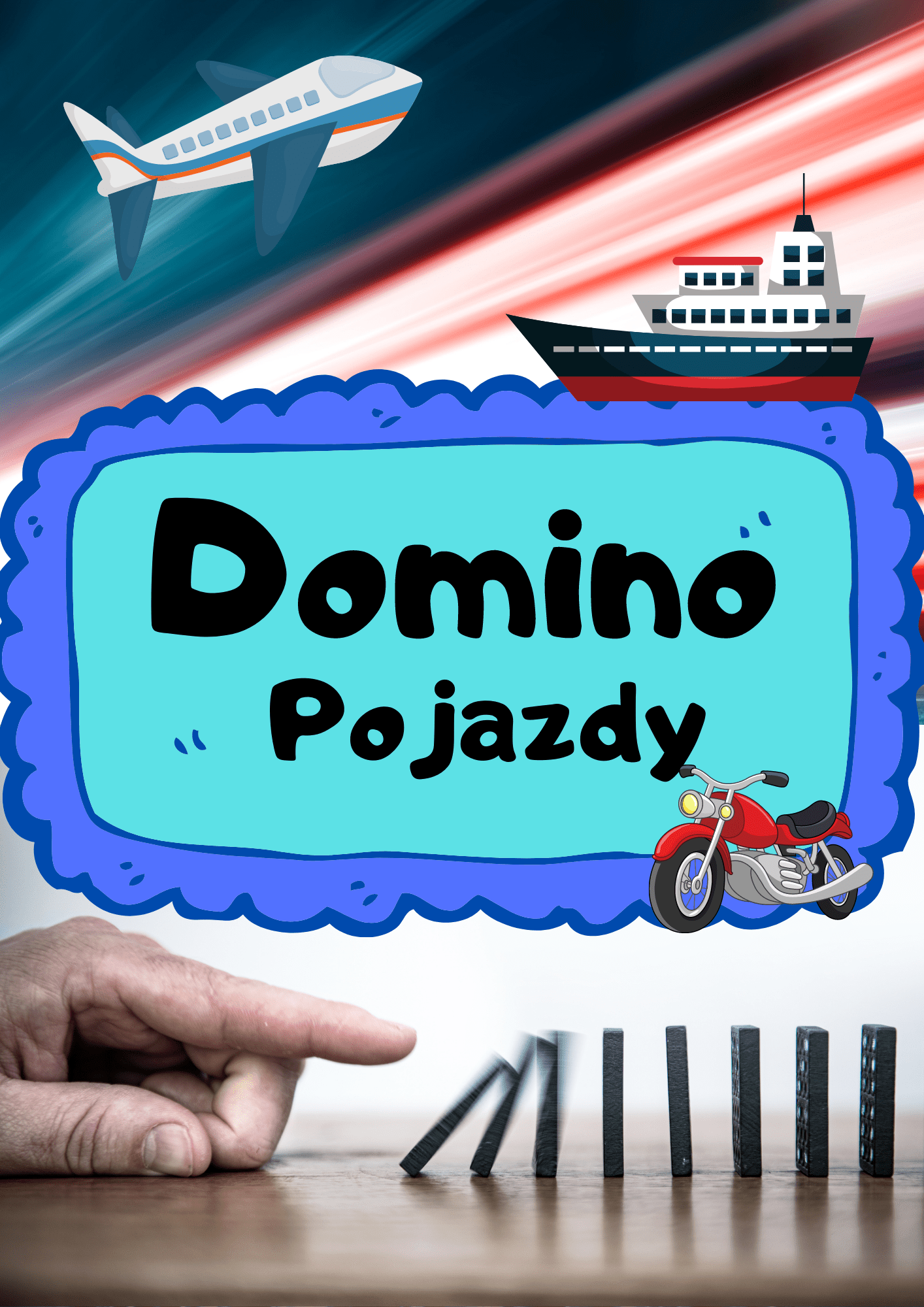 Domino - Pojazdy gra PDF dla dzieci - edu - skarbnica.pl