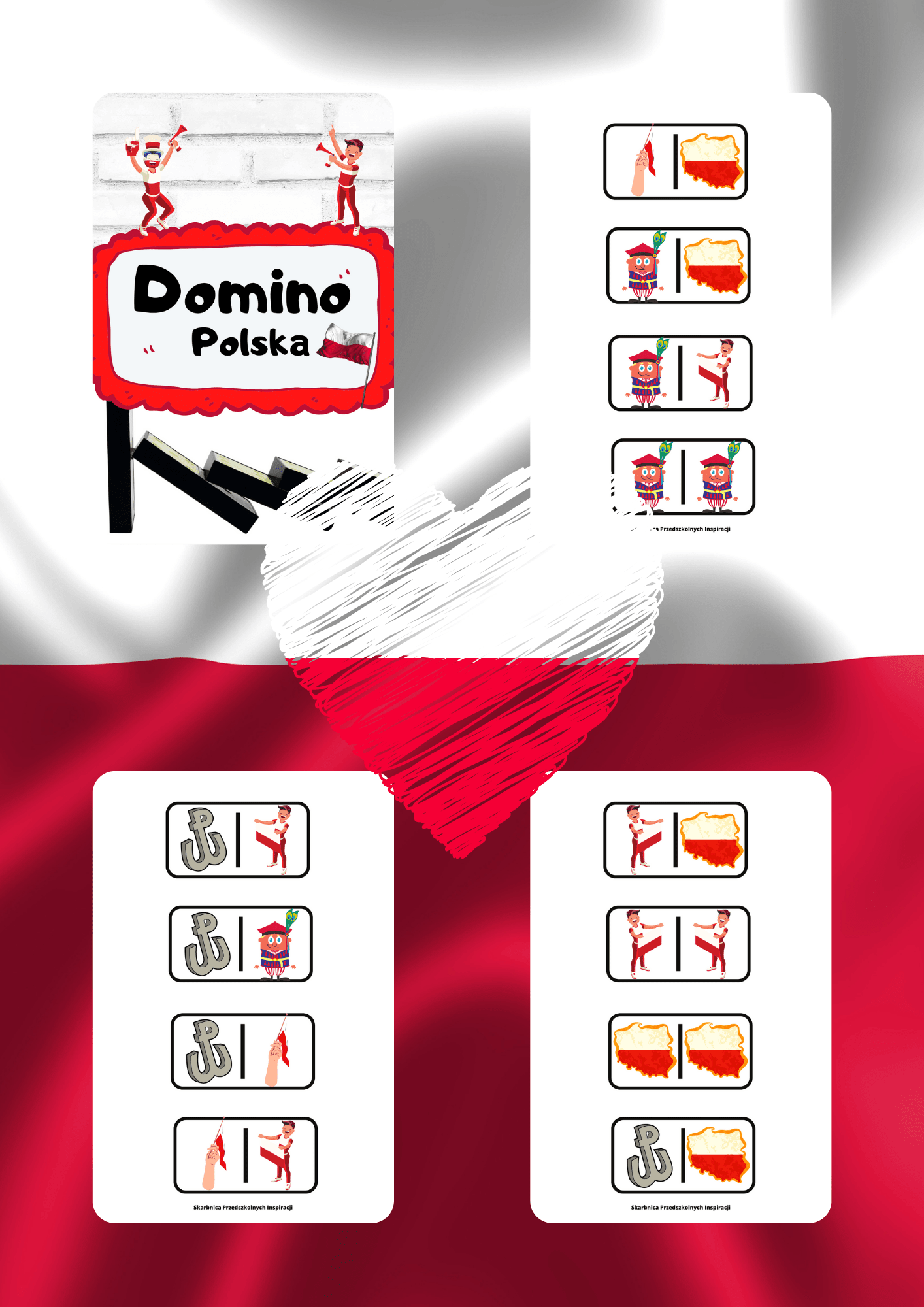Domino - Polska gra PDF dla dzieci - edu - skarbnica.pl