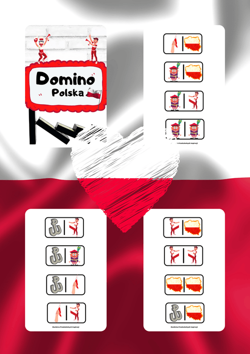 Domino - Polska gra PDF dla dzieci - edu - skarbnica.pl