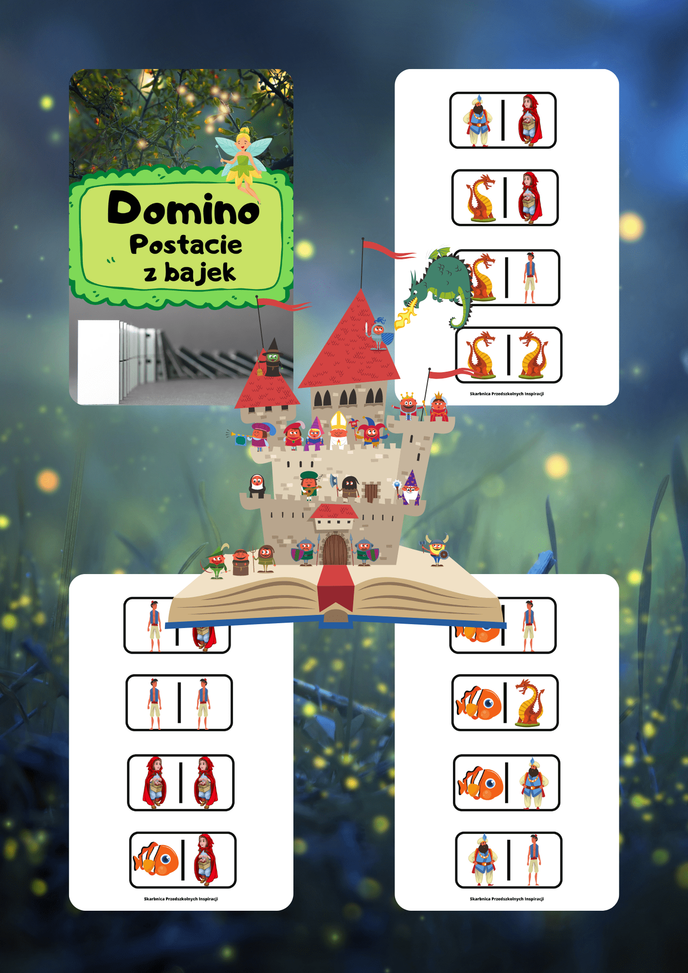Domino - Postacie z bajek gra PDF - edu - skarbnica.pl