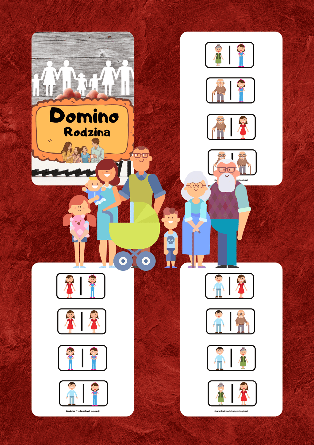 Domino - Rodzina gra PDF dla dzieci - edu - skarbnica.pl