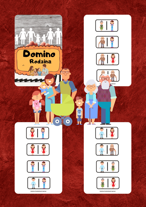 Domino - Rodzina gra PDF dla dzieci - edu - skarbnica.pl