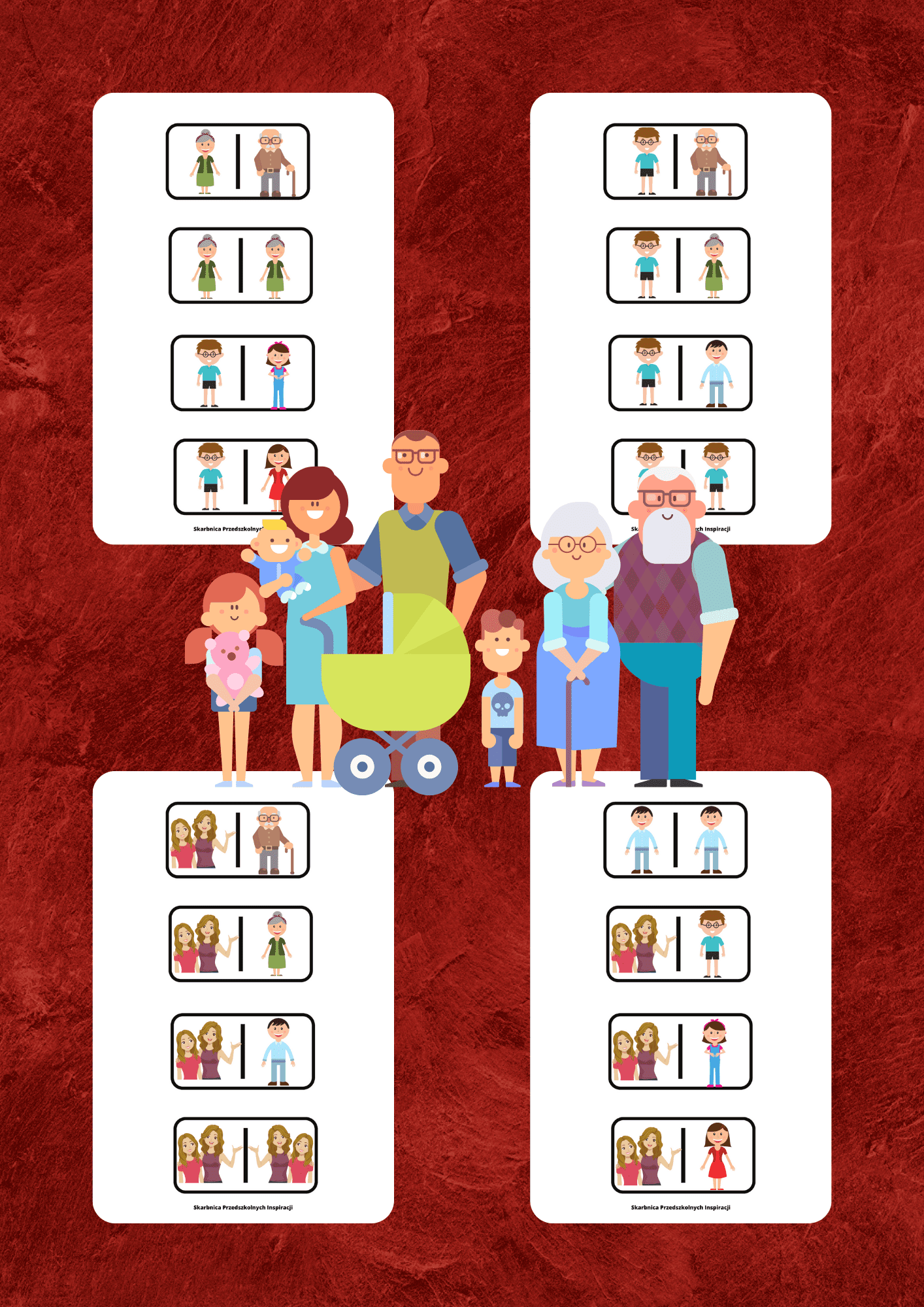 Domino - Rodzina gra PDF dla dzieci - edu - skarbnica.pl