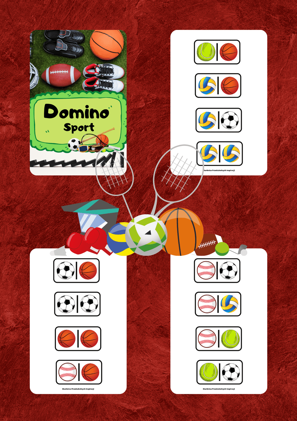 Domino - Sport gra PDF dla dzieci - edu - skarbnica.pl