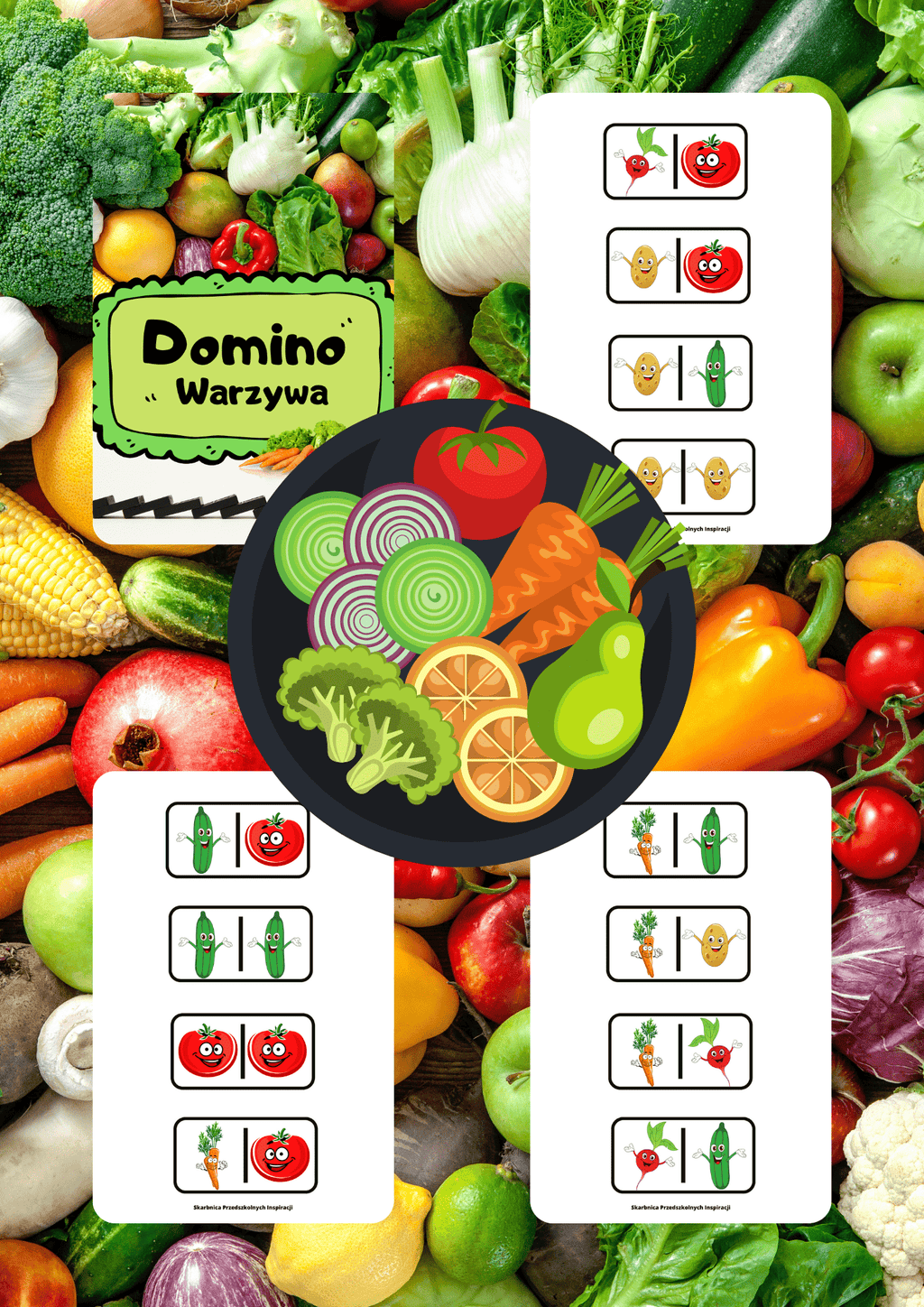 Domino - Warzywa gra PDF dla dzieci - edu - skarbnica.pl