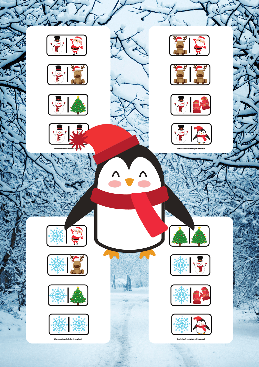 Domino - Zima gra PDF dla dzieci - edu - skarbnica.pl