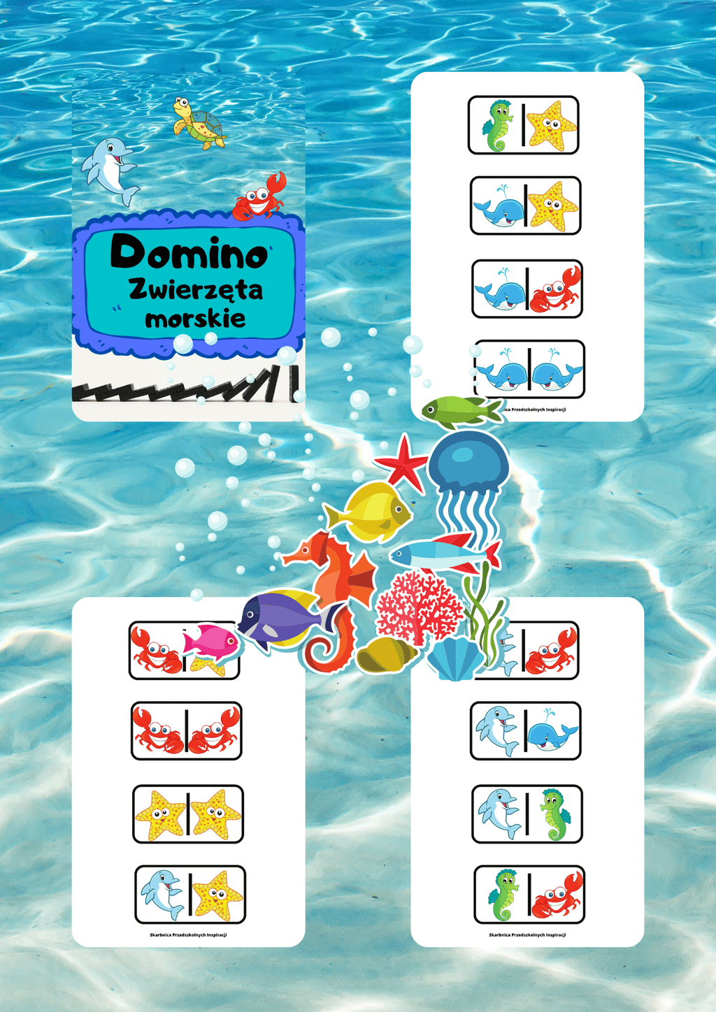 Domino - Zwierzęta morskie gra PDF - edu - skarbnica.pl