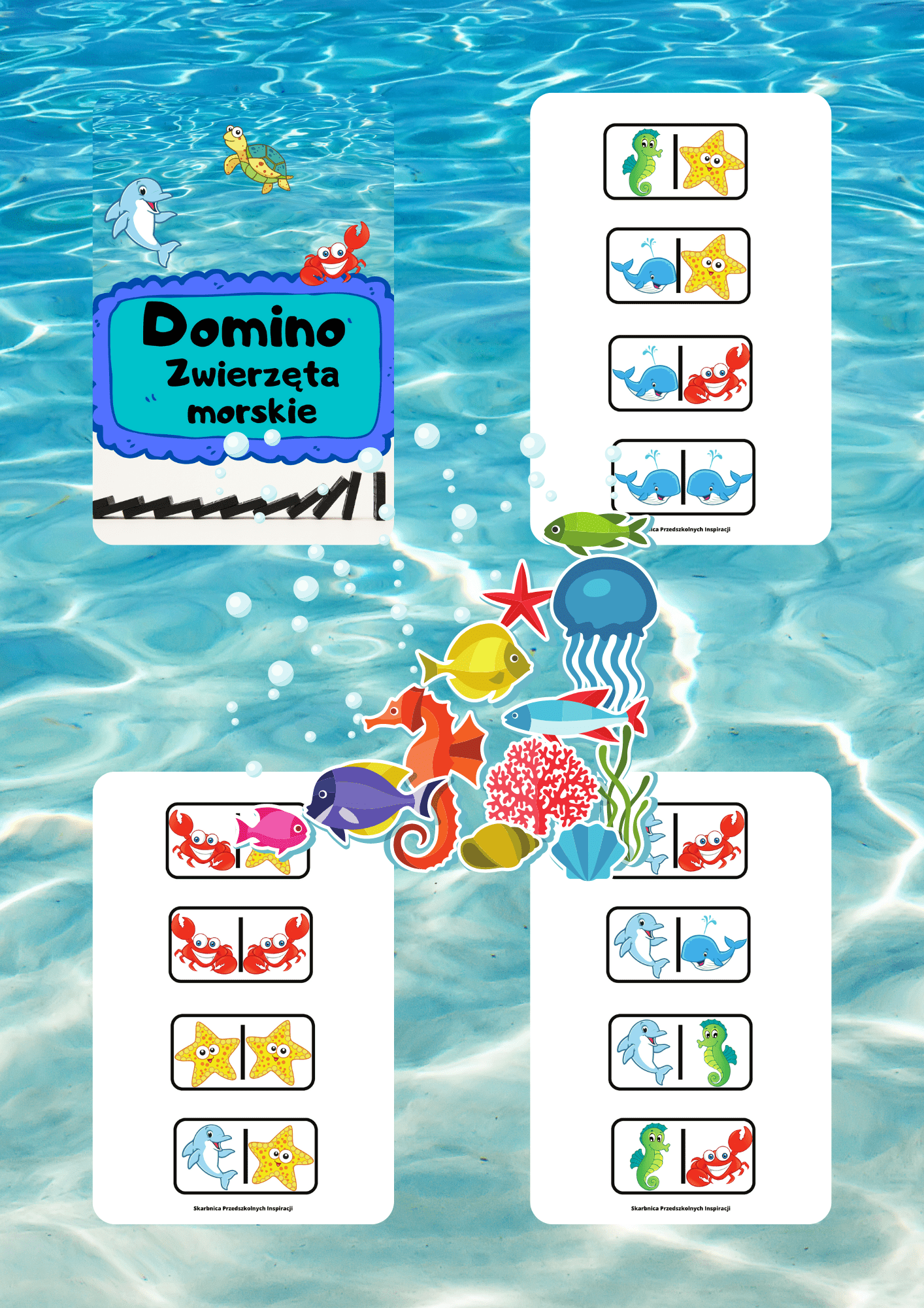 Domino - Zwierzęta morskie gra PDF - edu - skarbnica.pl