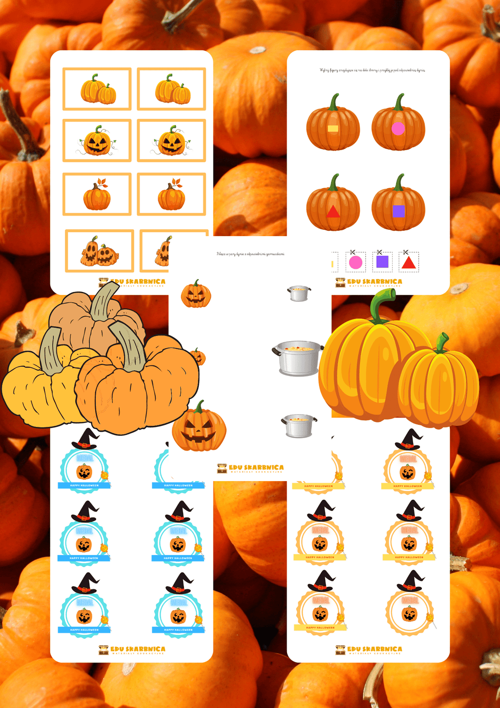 Dyniowy i Halloween zestaw PDF dla dzieci - edu - skarbnica.pl