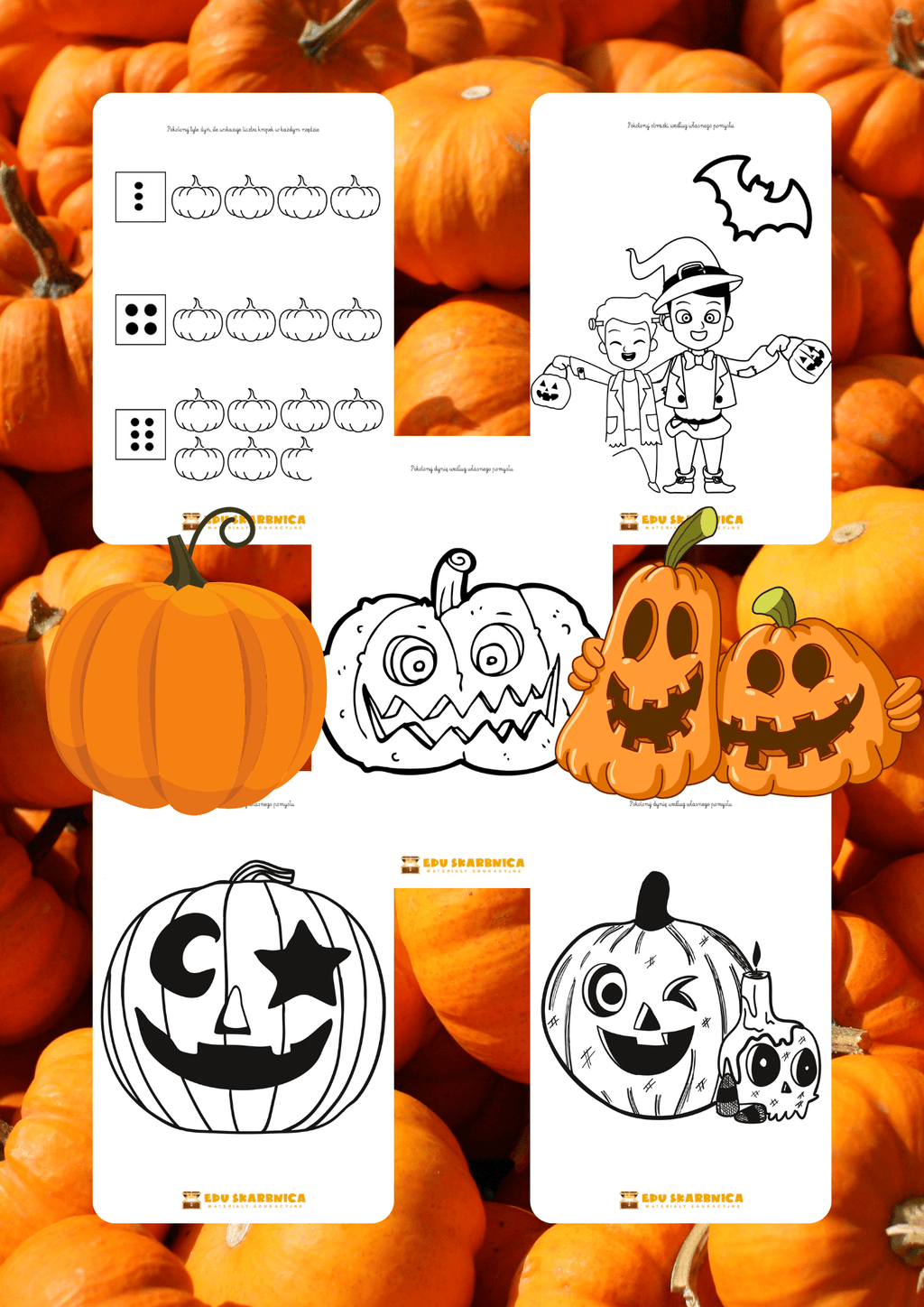 Dyniowy i Halloween zestaw PDF dla dzieci - edu - skarbnica.pl