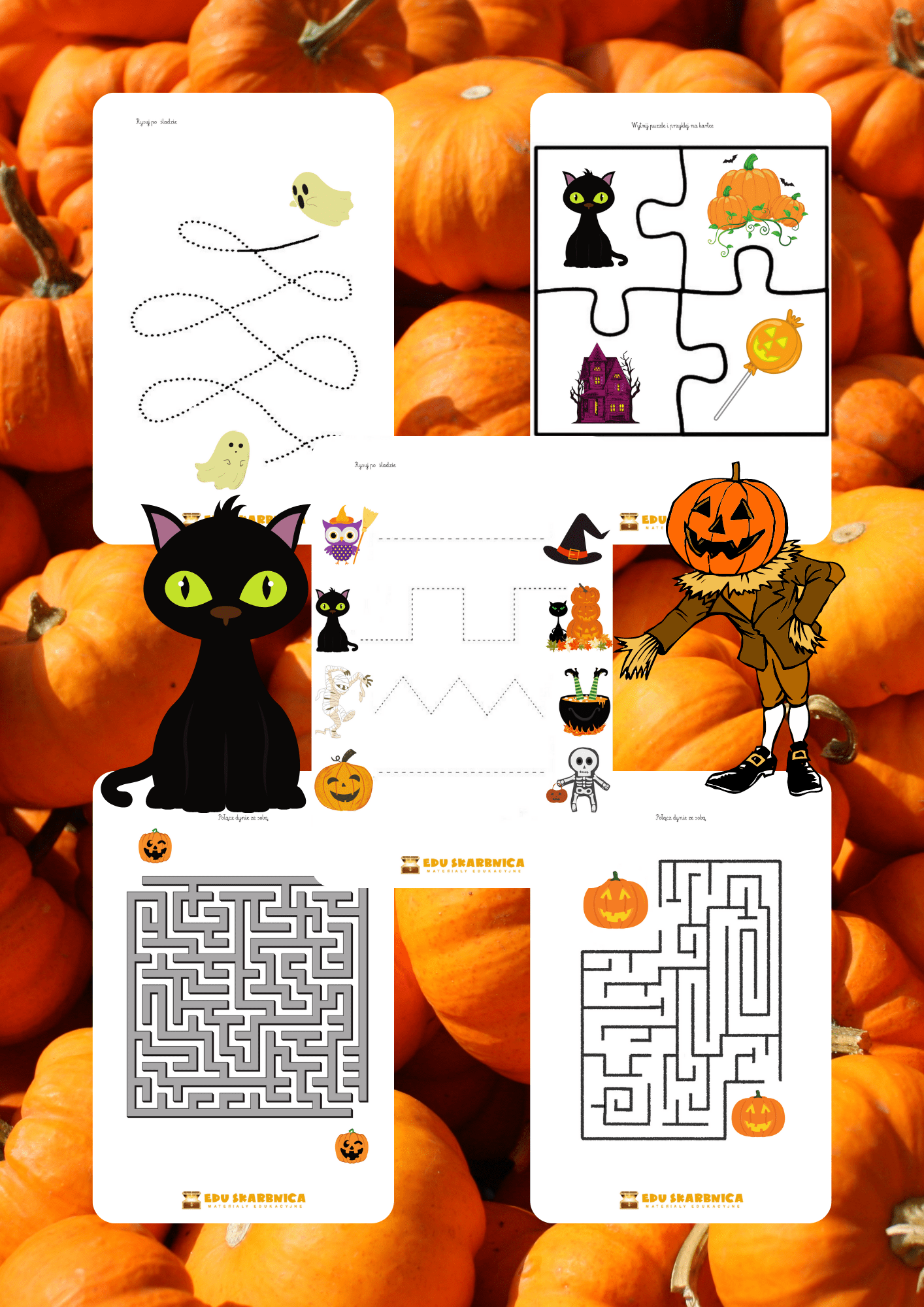 Dyniowy i Halloween zestaw PDF dla dzieci - edu - skarbnica.pl