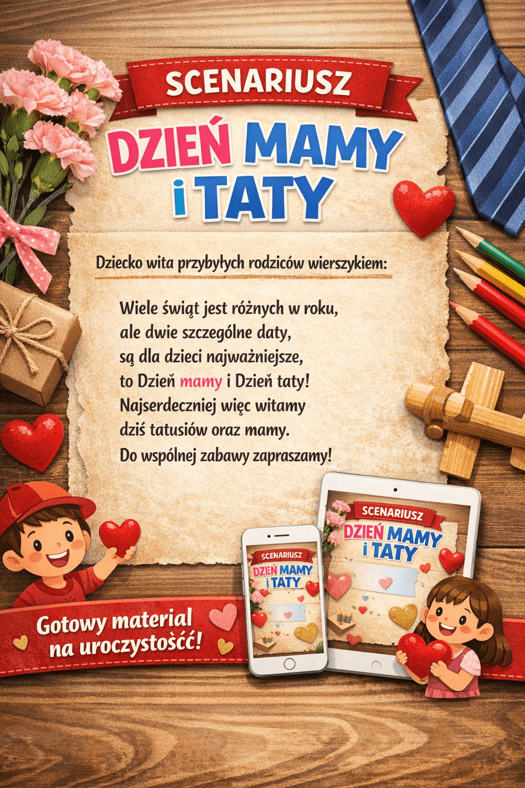 Dzień Mamy i Taty - zestaw + scenariusz FAMILIADA - edu - skarbnica.pl