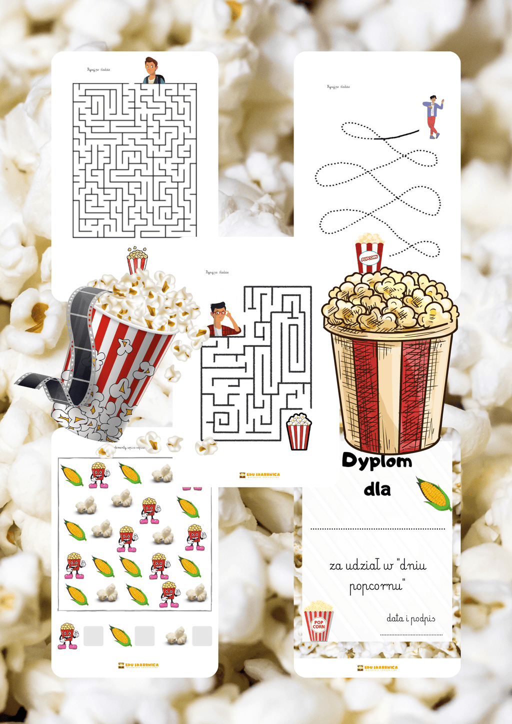 Dzień popcornu zestaw PDF dla dzieci - edu - skarbnica.pl