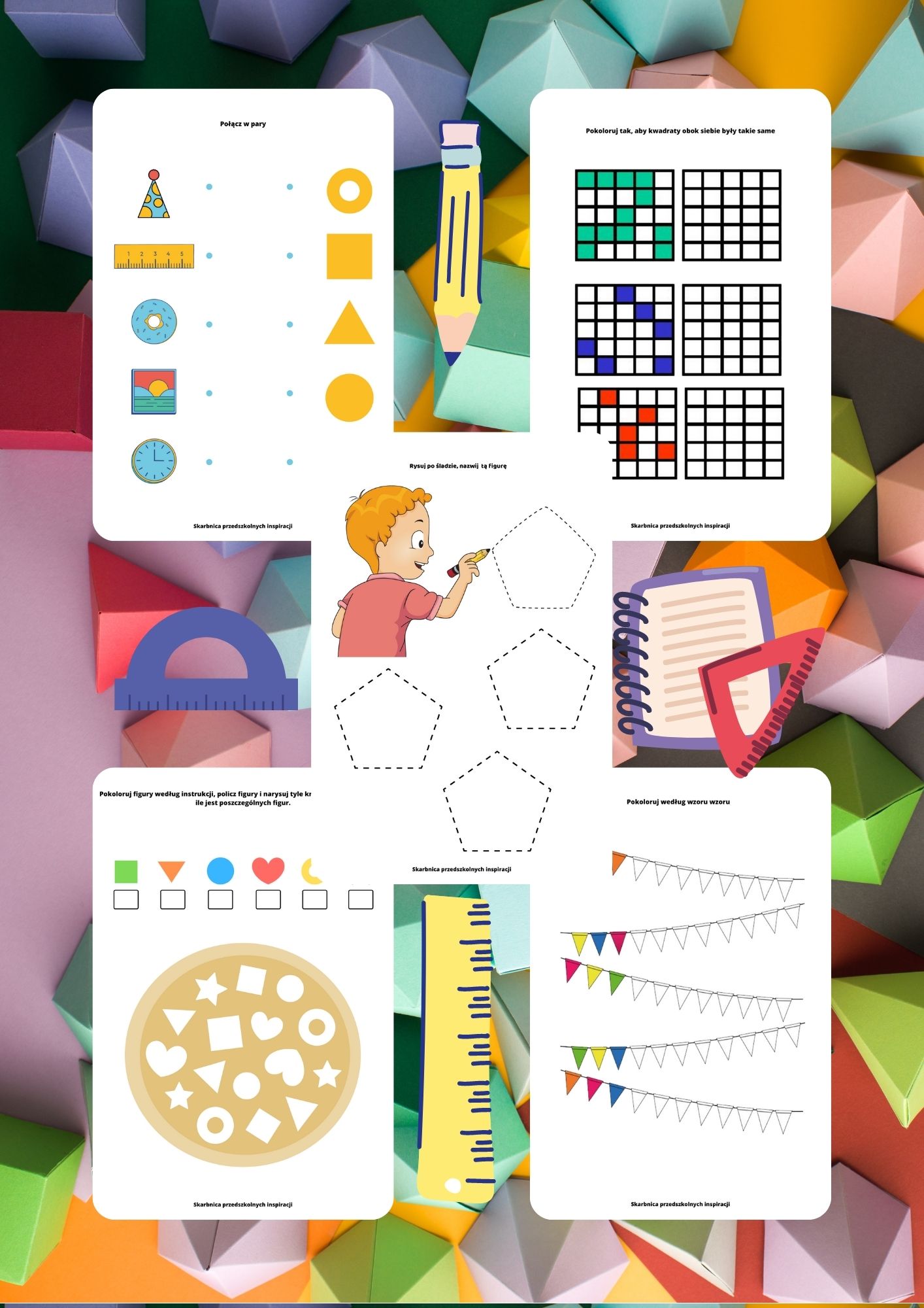 Figury geometryczne zestaw dla dzieci - edu - skarbnica.pl