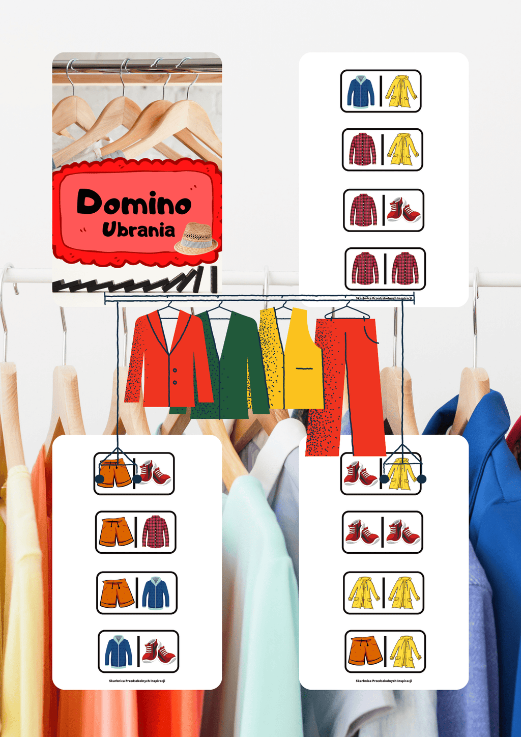 Gra Domino - Ubrania PDF dla dzieci - edu - skarbnica.pl