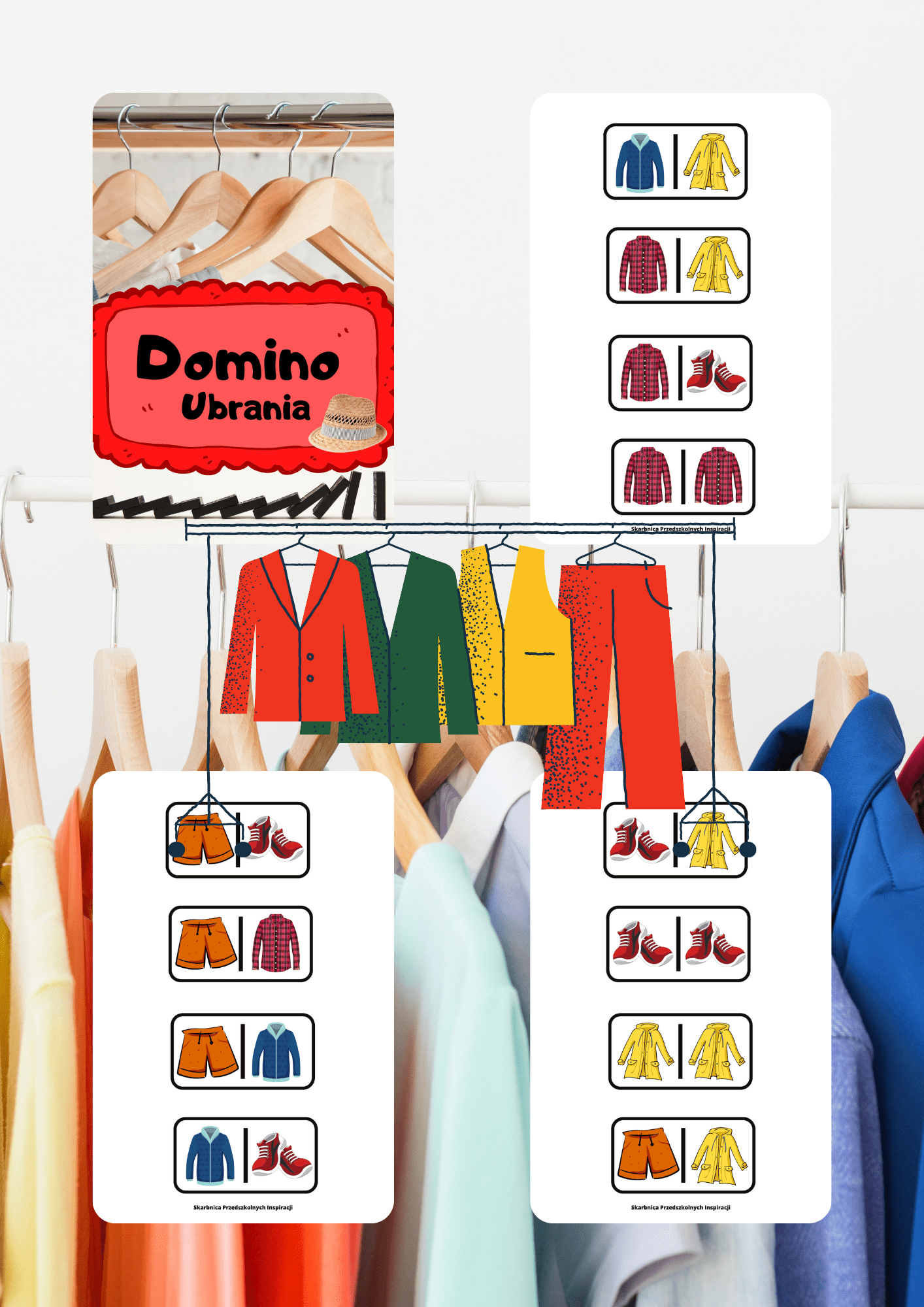 Gra Domino - Ubrania PDF dla dzieci - edu - skarbnica.pl