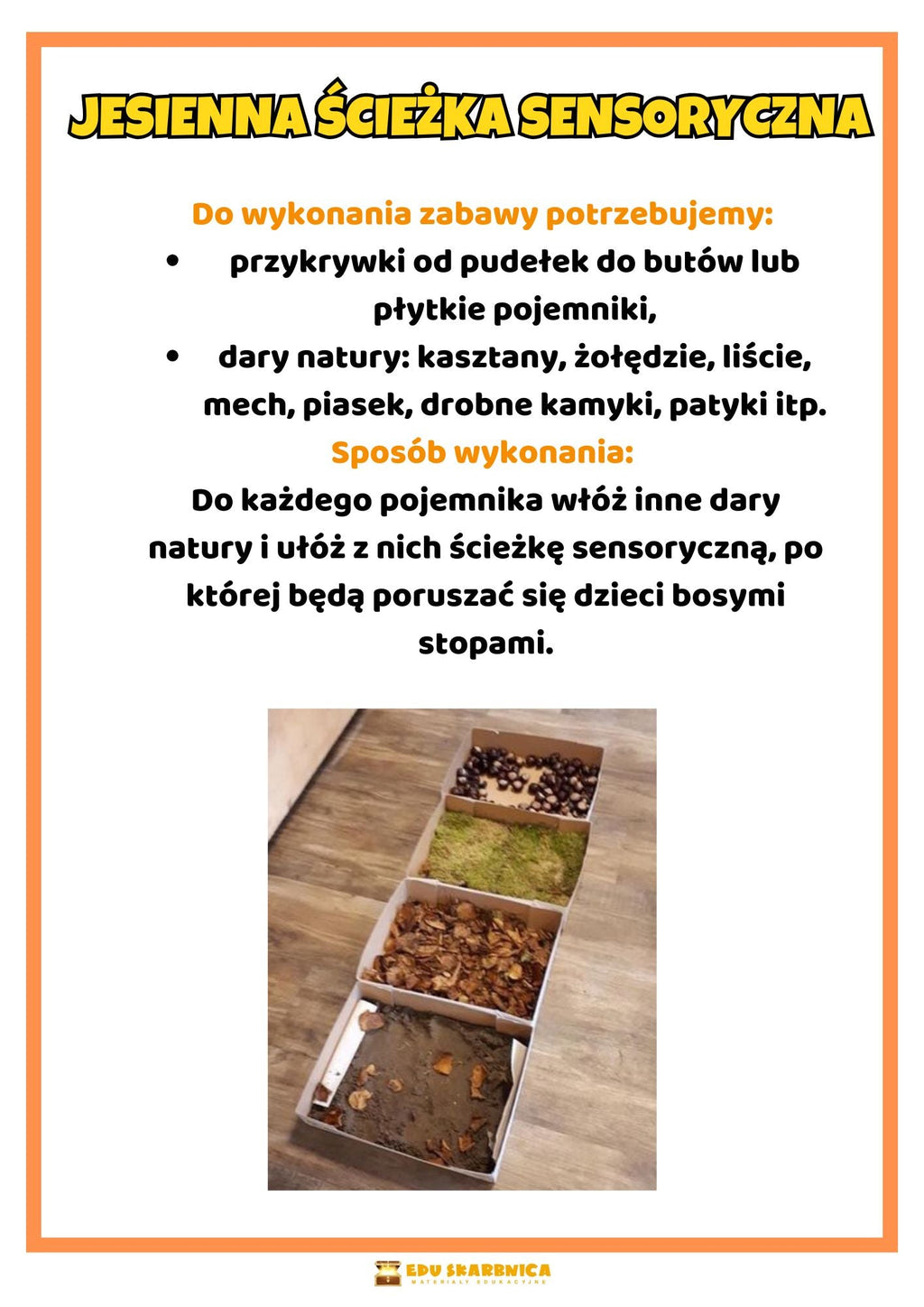 Jesienne zabawy sensoryczne - zestaw PDF - edu - skarbnica.pl