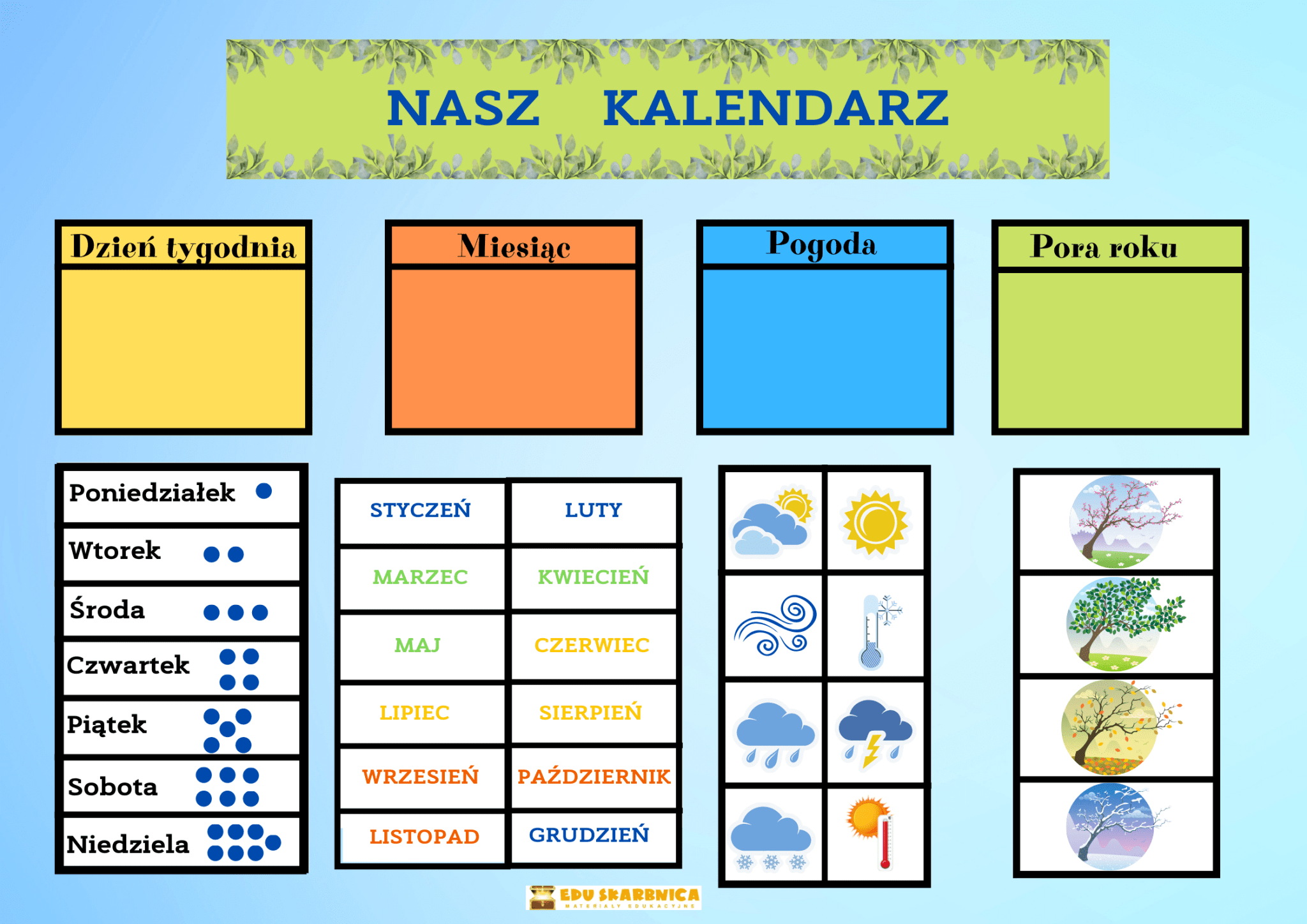 Kalendarz edukacyjny PDF dla dzieci - edu - skarbnica.pl