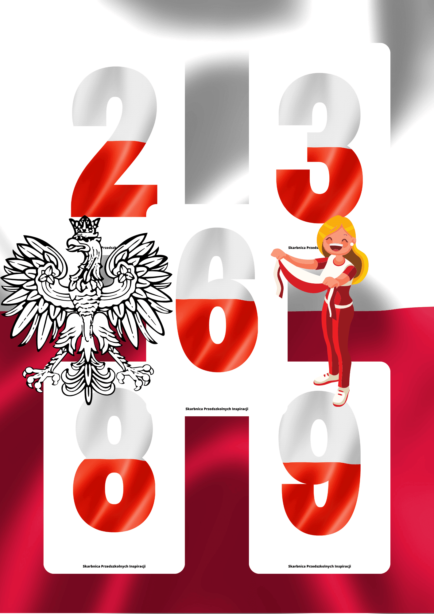 Literki i cyferki - wzór polska - edu - skarbnica.pl