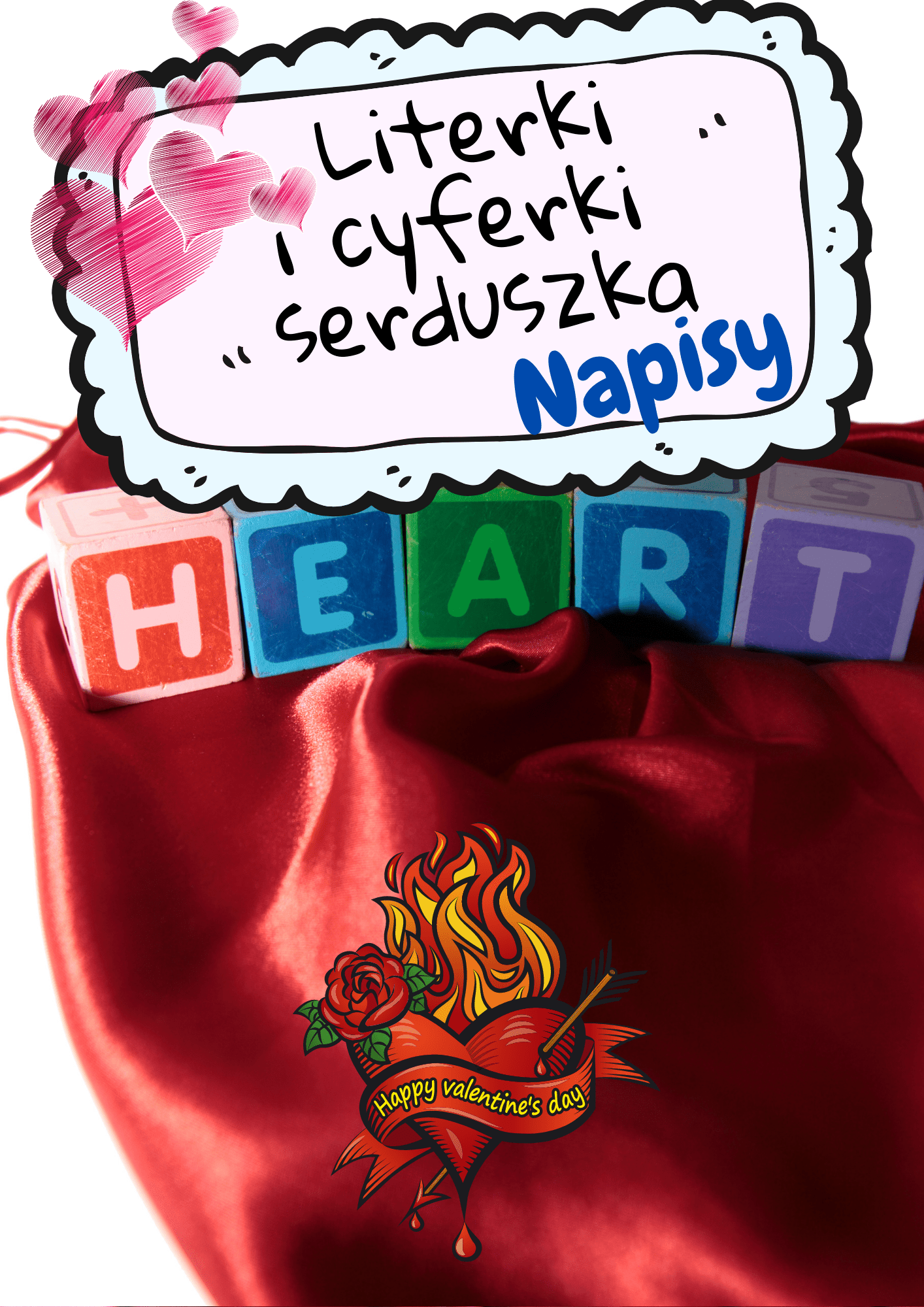 Literki i cyferki - wzór serduszka - edu - skarbnica.pl